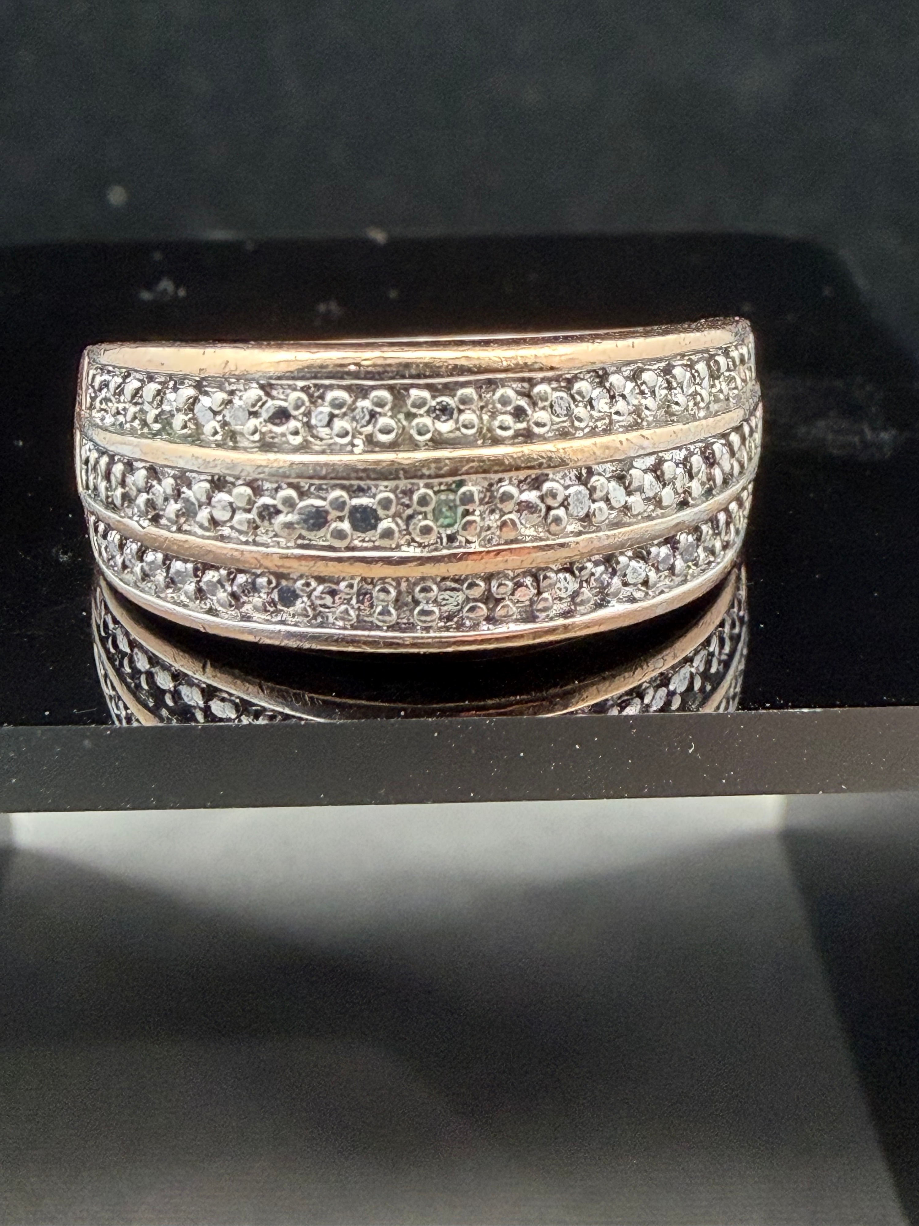 Gilt Silver Diamond Ring.10ct Diamond Size 10 5.4g