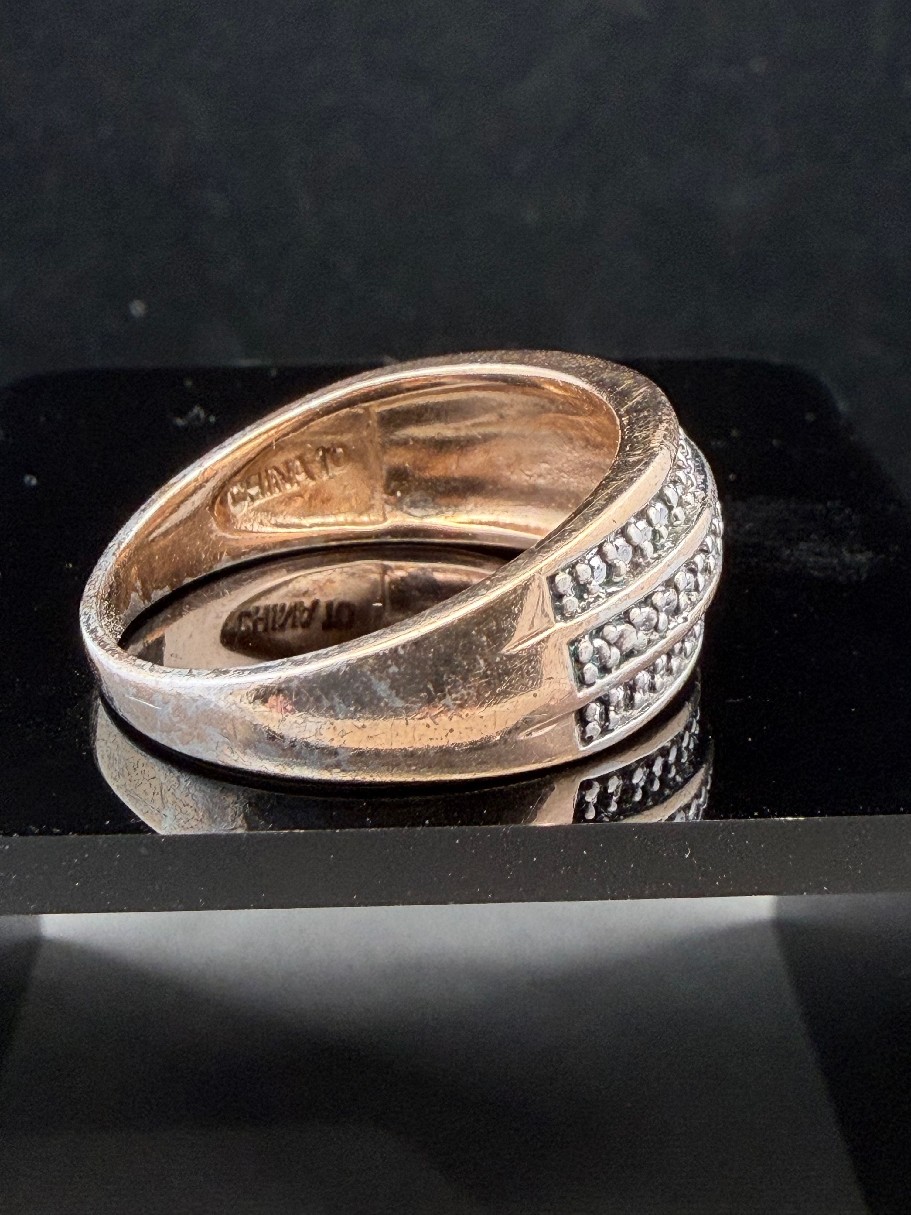 Gilt Silver Diamond Ring.10ct Diamond Size 10 5.4g