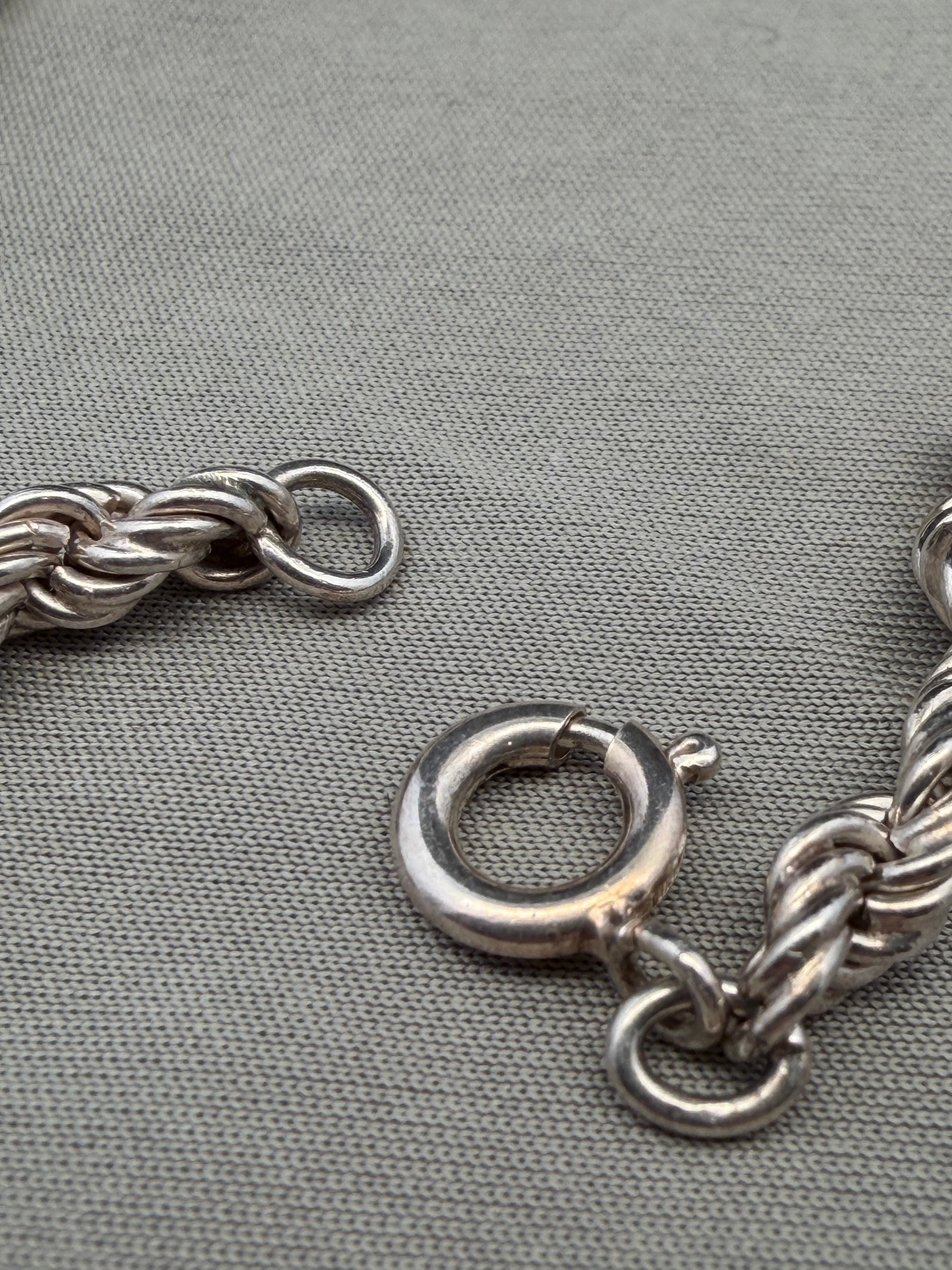 Sterling Silver Rope Chain Necklace 41.2g 28.5 Inches Long