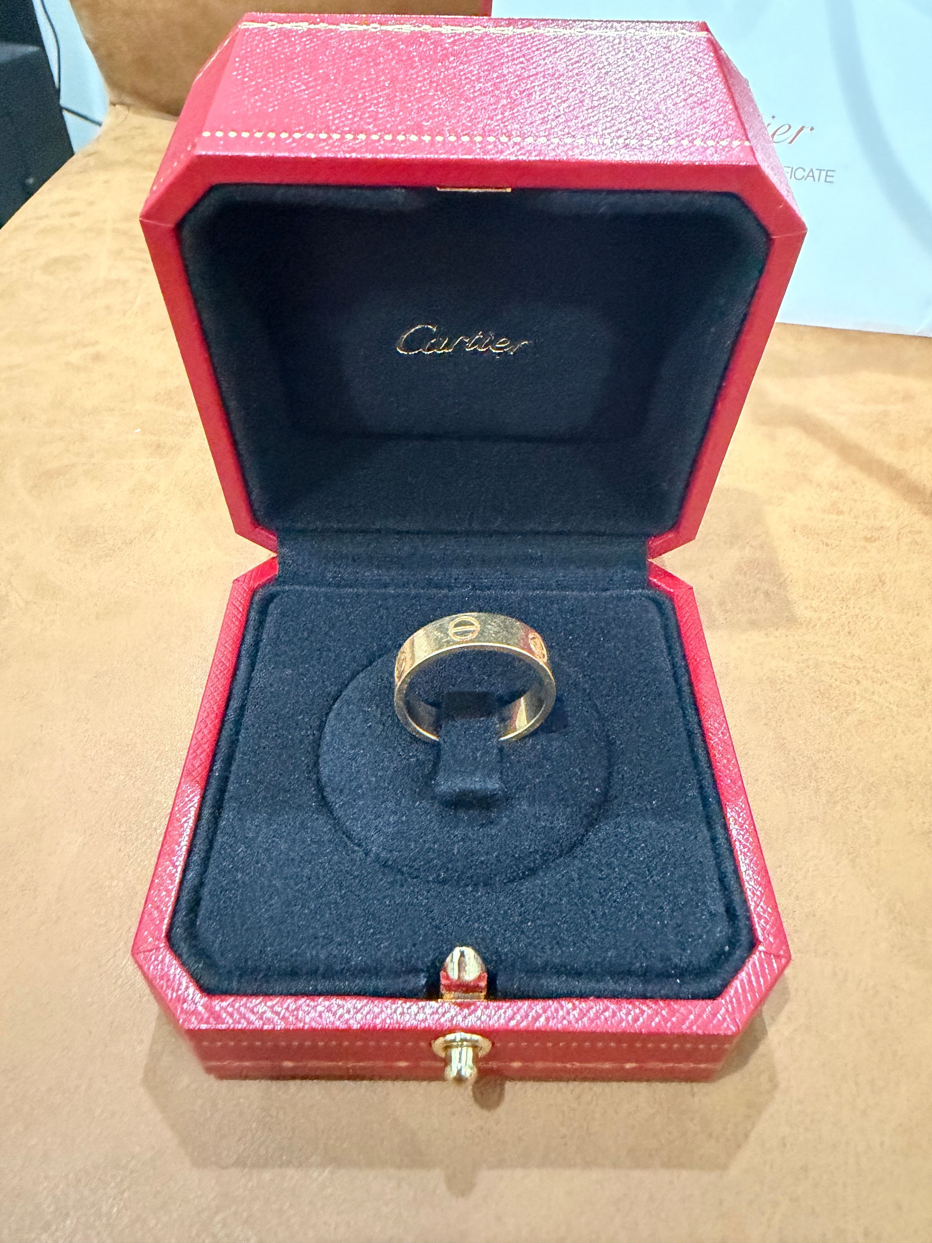 Cartier Love Ring 18K Yellow Gold with Box and Certificate
