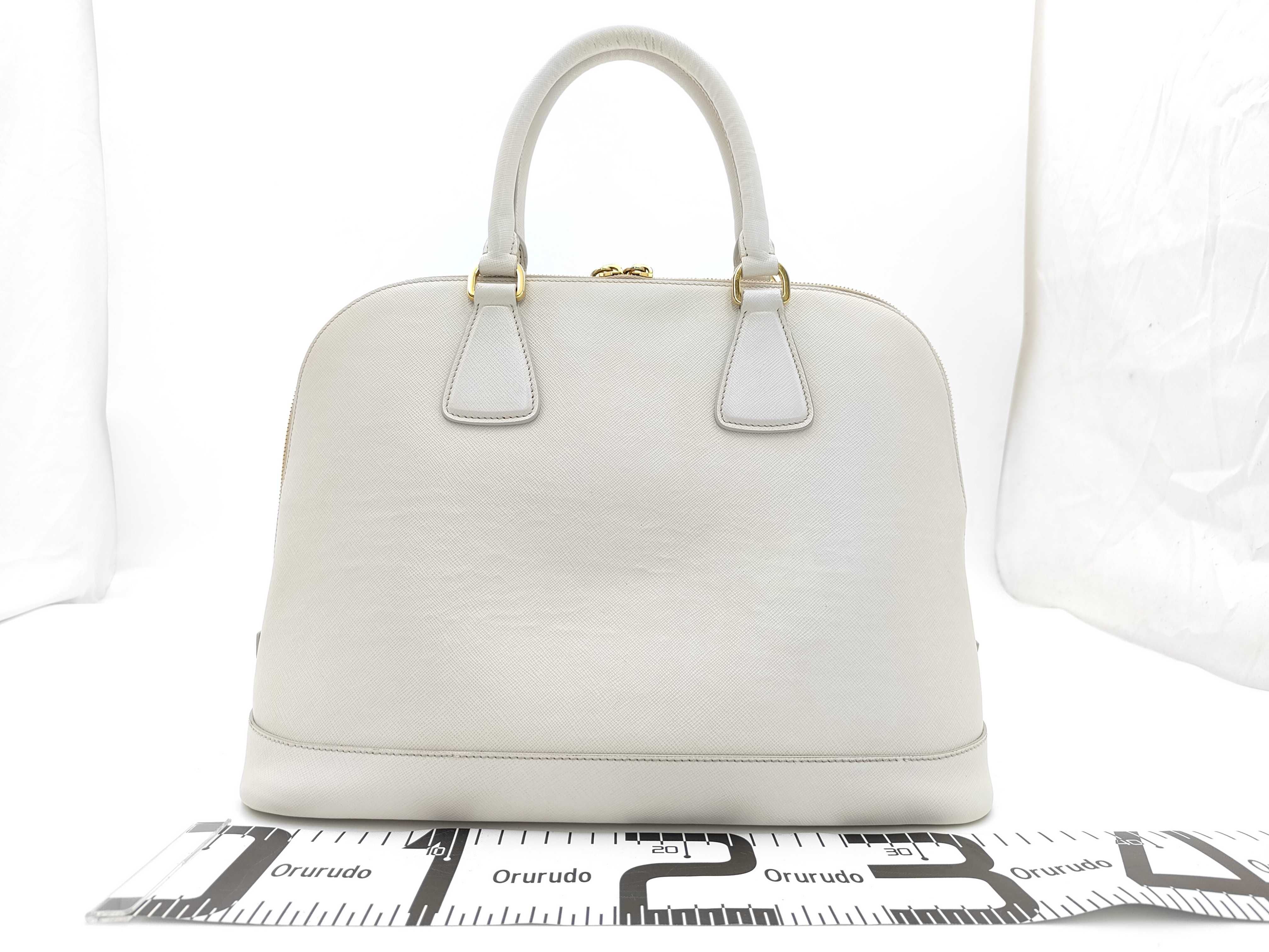 Prada Saffiano Lux Promenade Bianco Leather Handbag