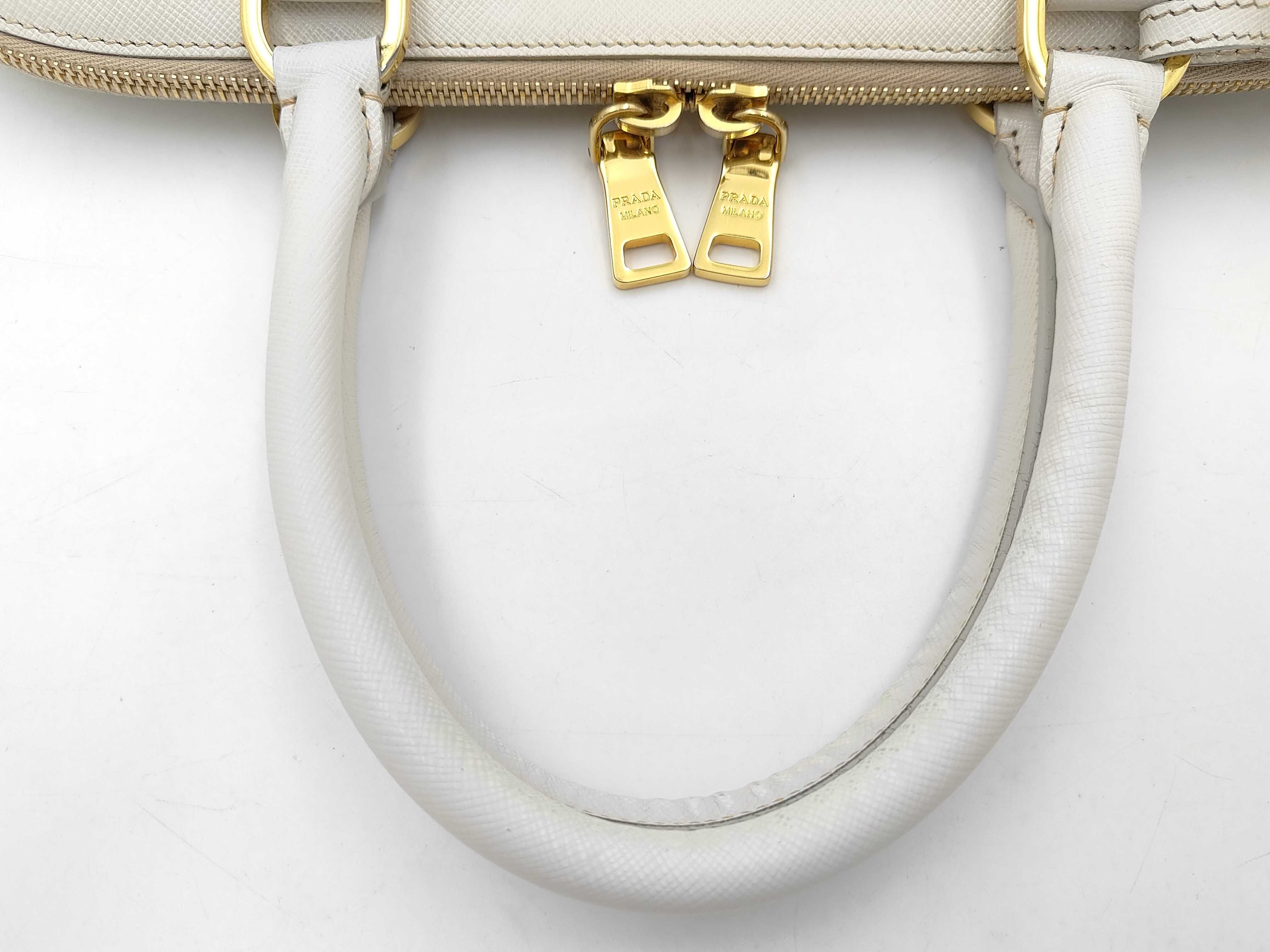 Prada Saffiano Lux Promenade Bianco Leather Handbag