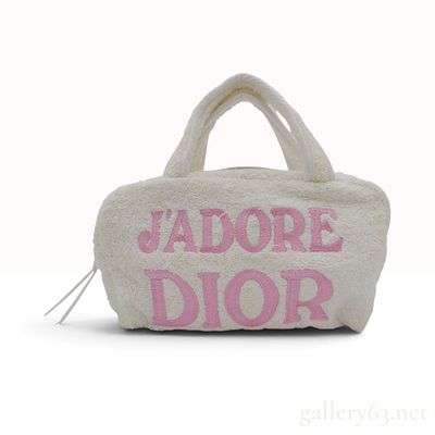 Vintage Christian Dior J'Adore Dior White Terry Cloth Handbag. This is a Christian Dior bag 