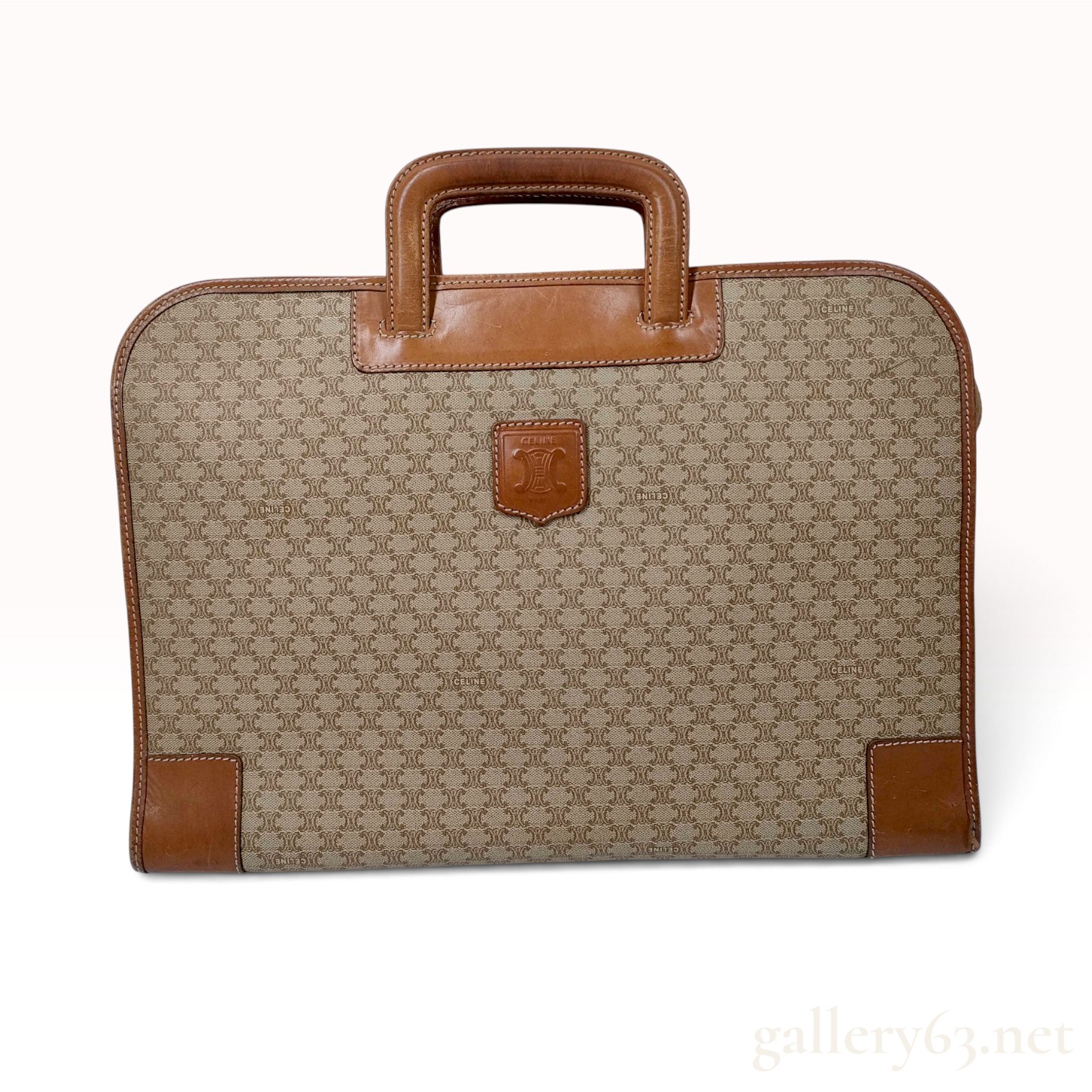 Vintage Celine Macadam Tan Coated Canvas Briefcase