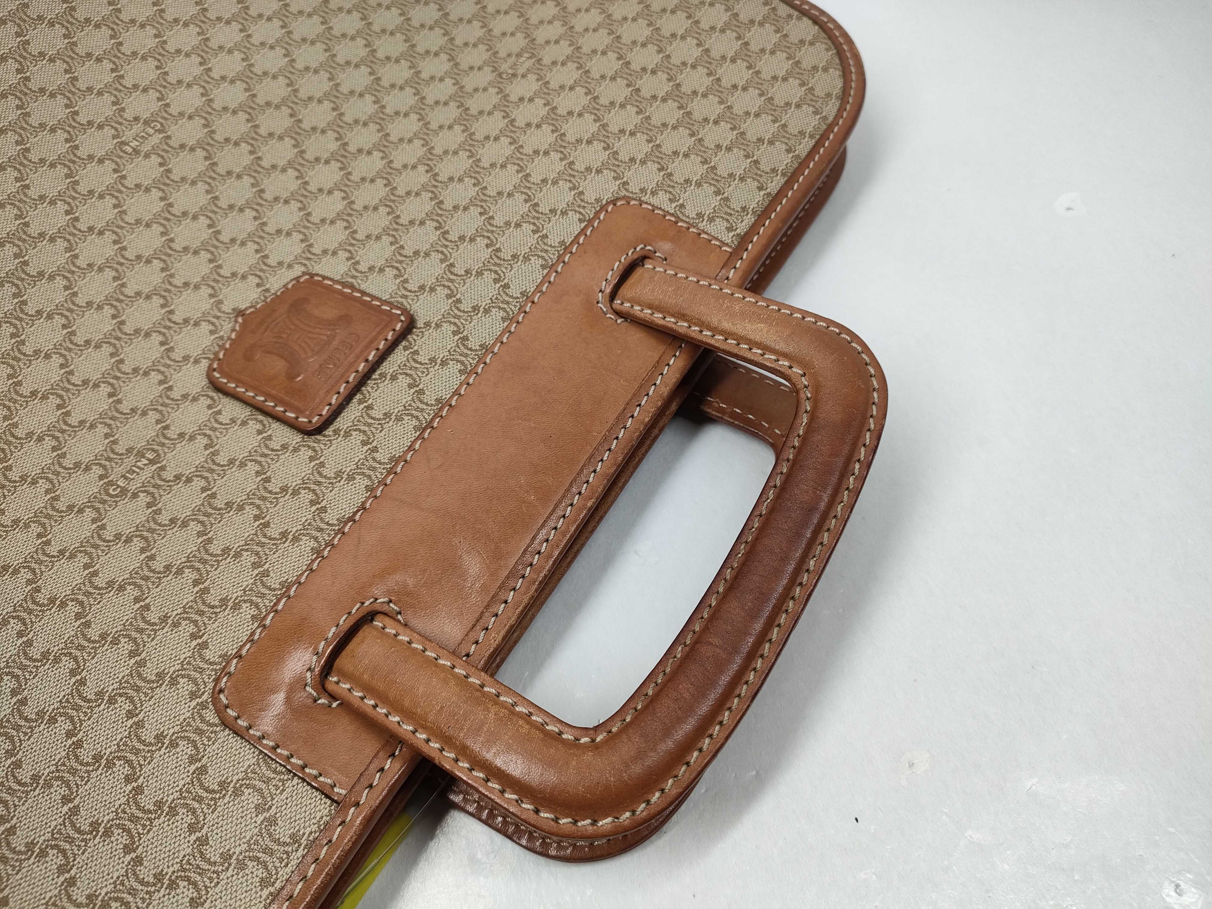 Vintage Celine Macadam Tan Coated Canvas Briefcase