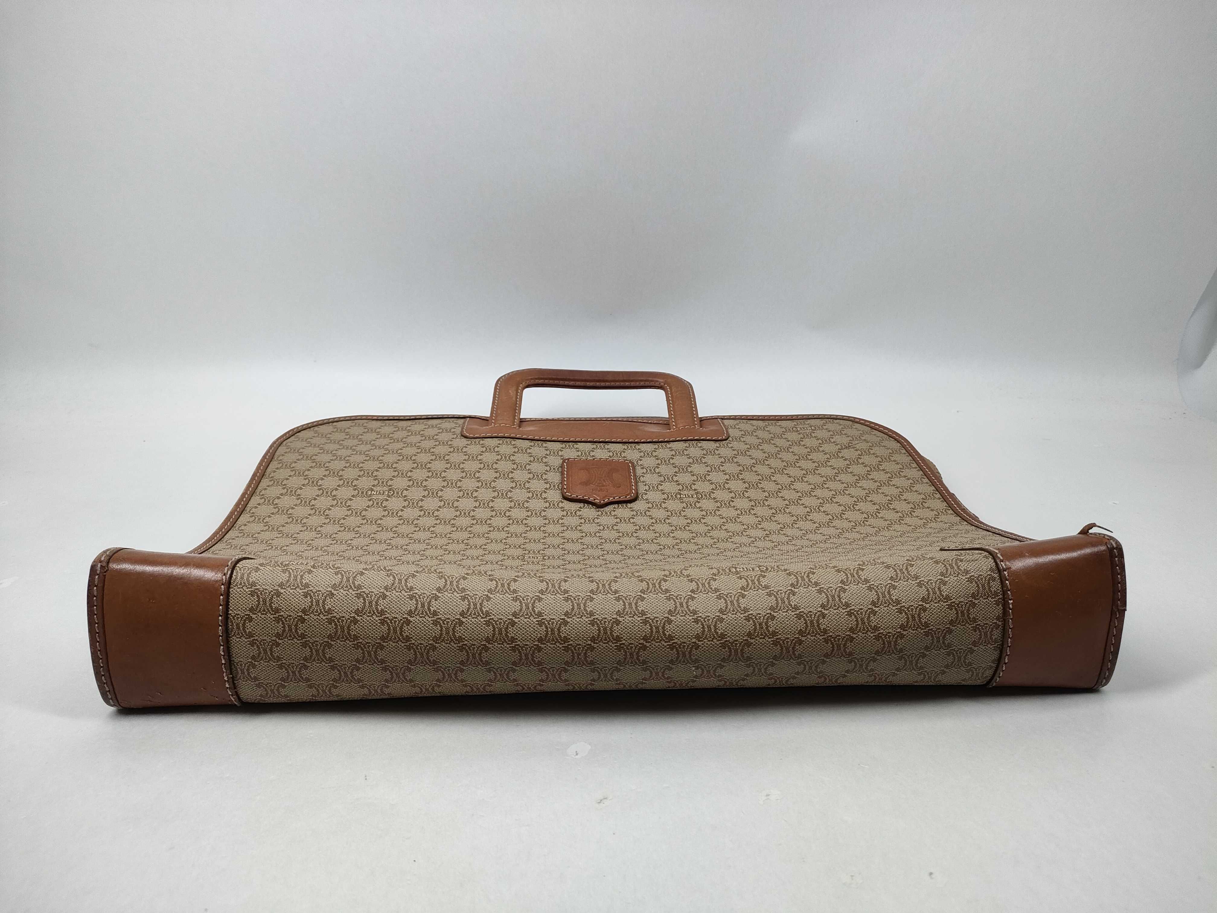 Vintage Celine Macadam Tan Coated Canvas Briefcase