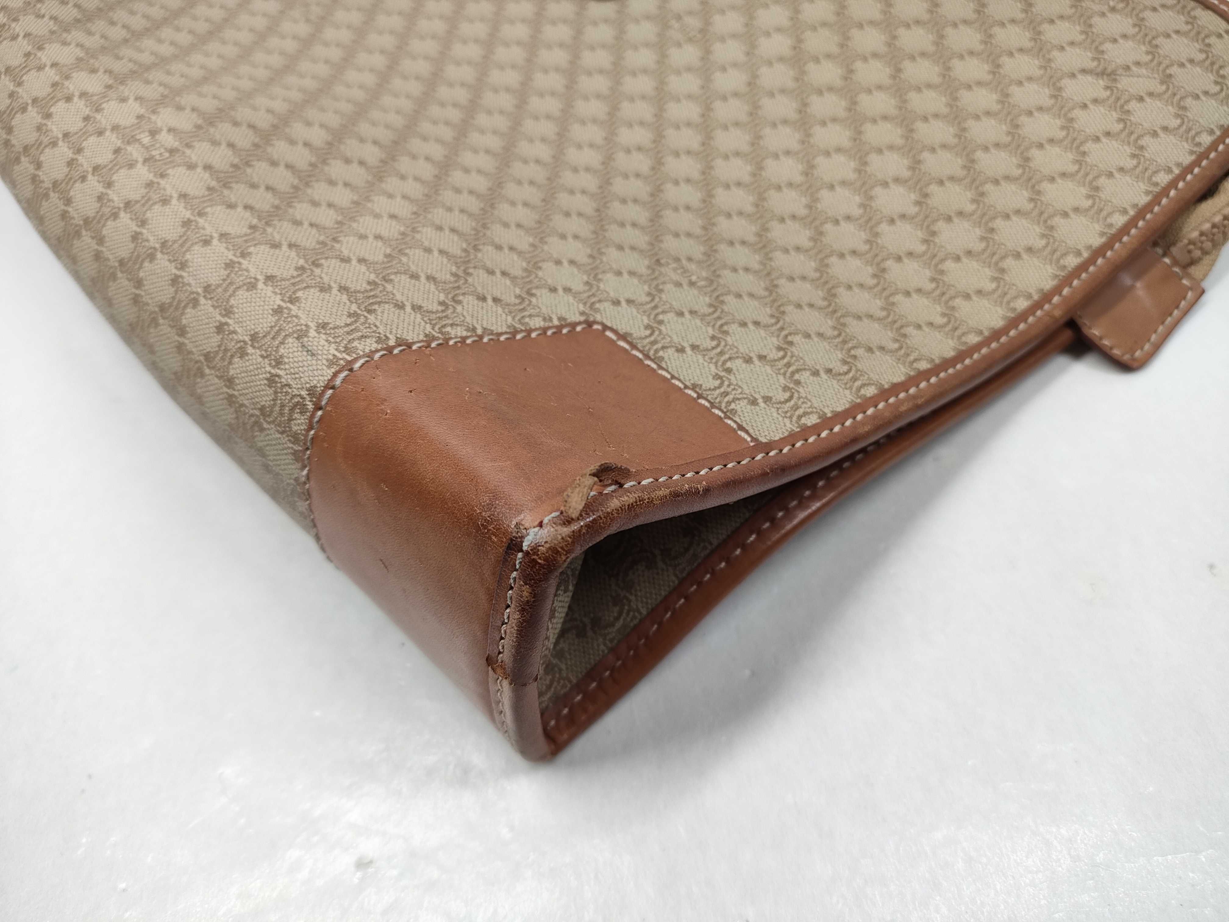Vintage Celine Macadam Tan Coated Canvas Briefcase