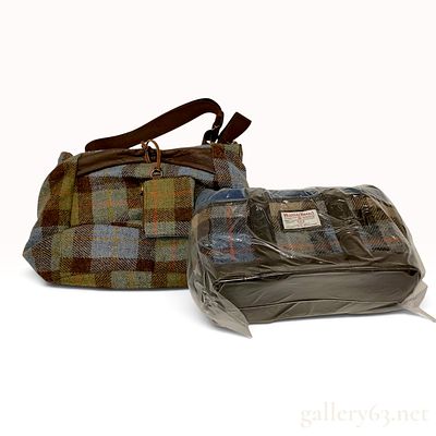 Two Art-Direct Harris Tweed Plaid Shoulder and Travel Bags NWT. This lot features two bags 