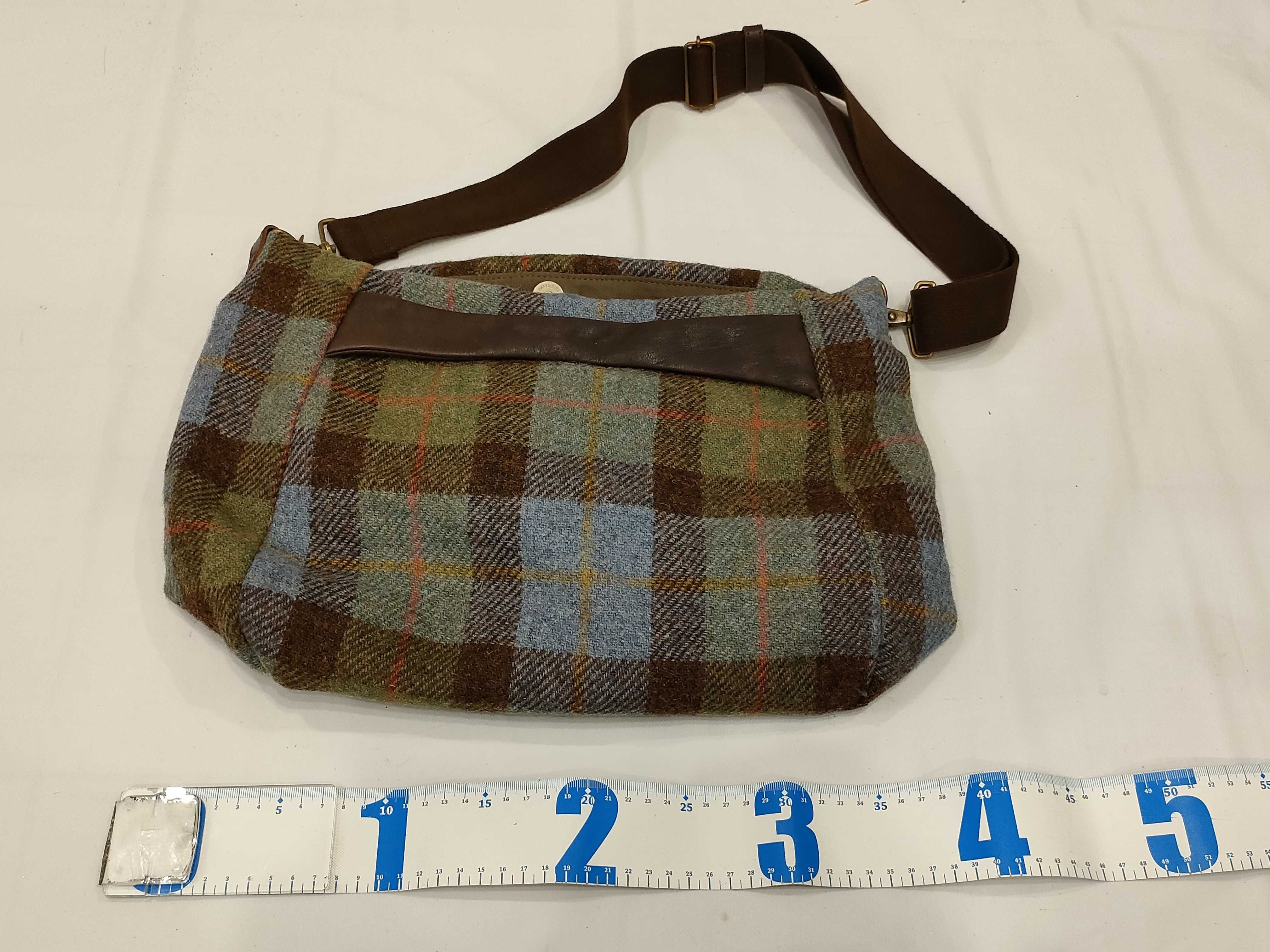 Two Art-Direct Harris Tweed Plaid Shoulder and Travel Bags NWT