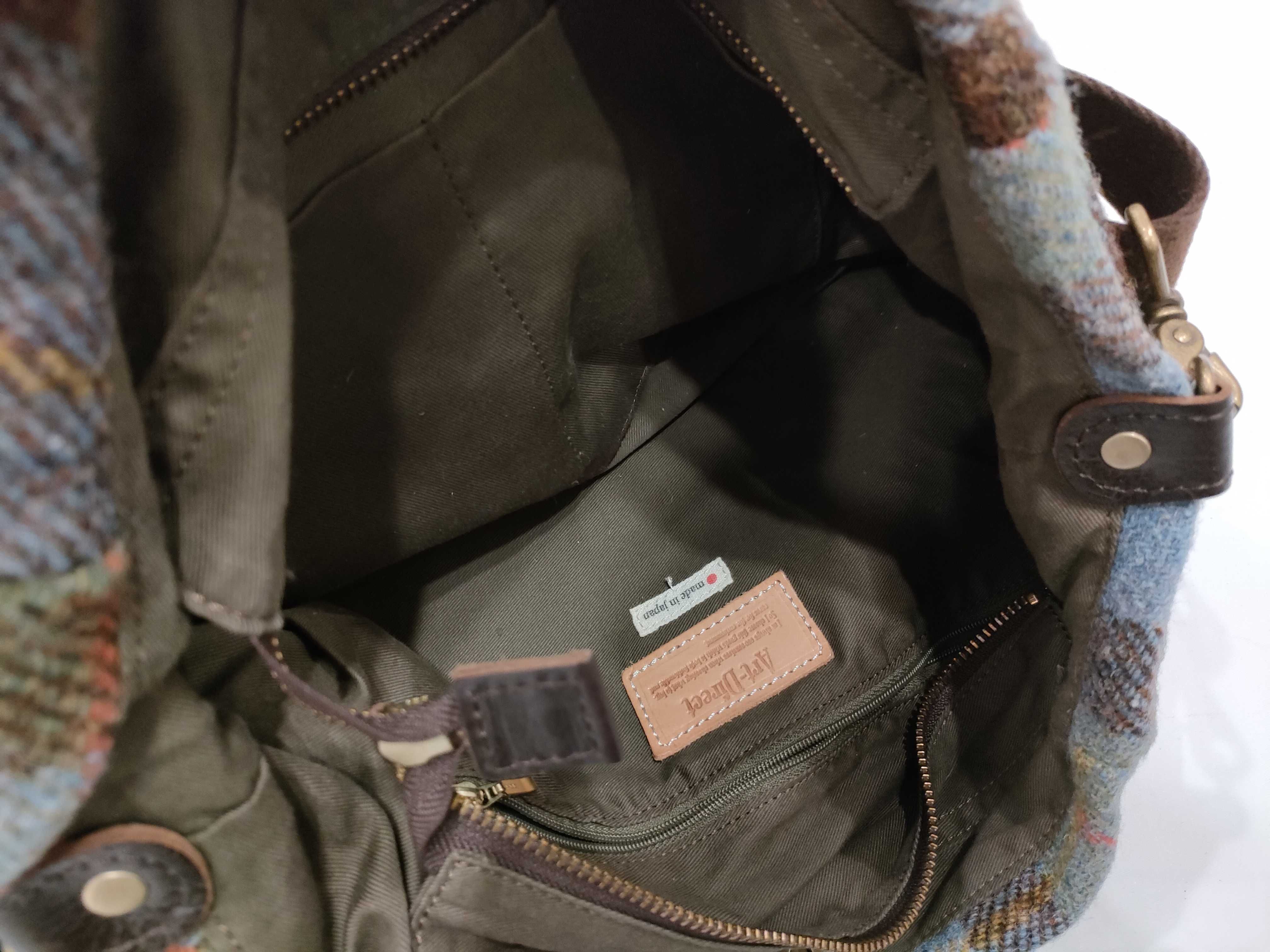 Two Art-Direct Harris Tweed Plaid Shoulder and Travel Bags NWT