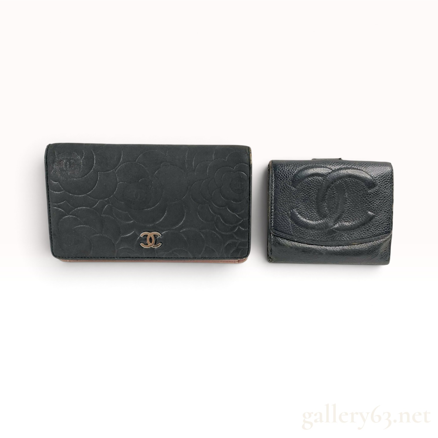 Two Chanel Leather Wallets with Box