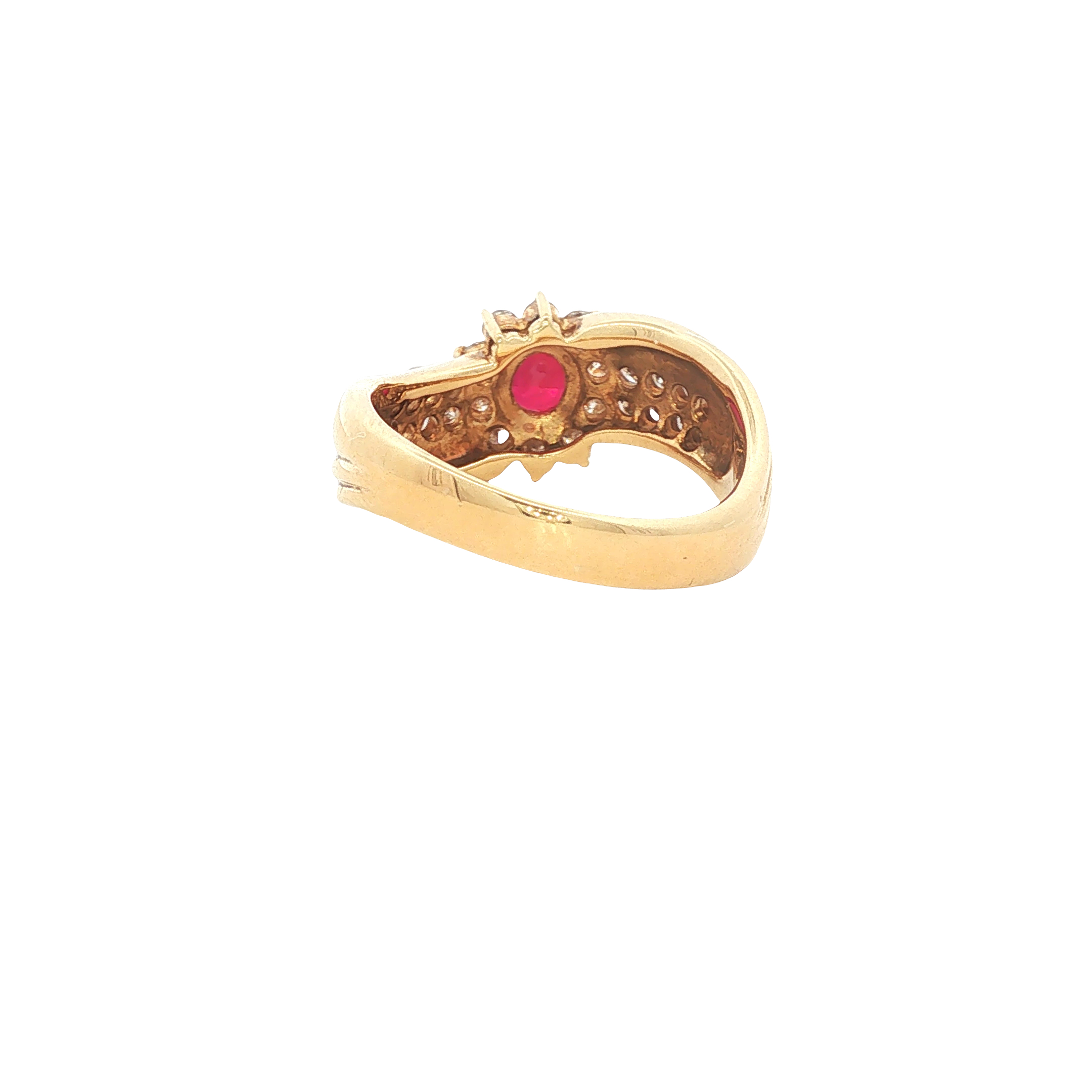 18K Gold Oval Ruby and Diamond Ring