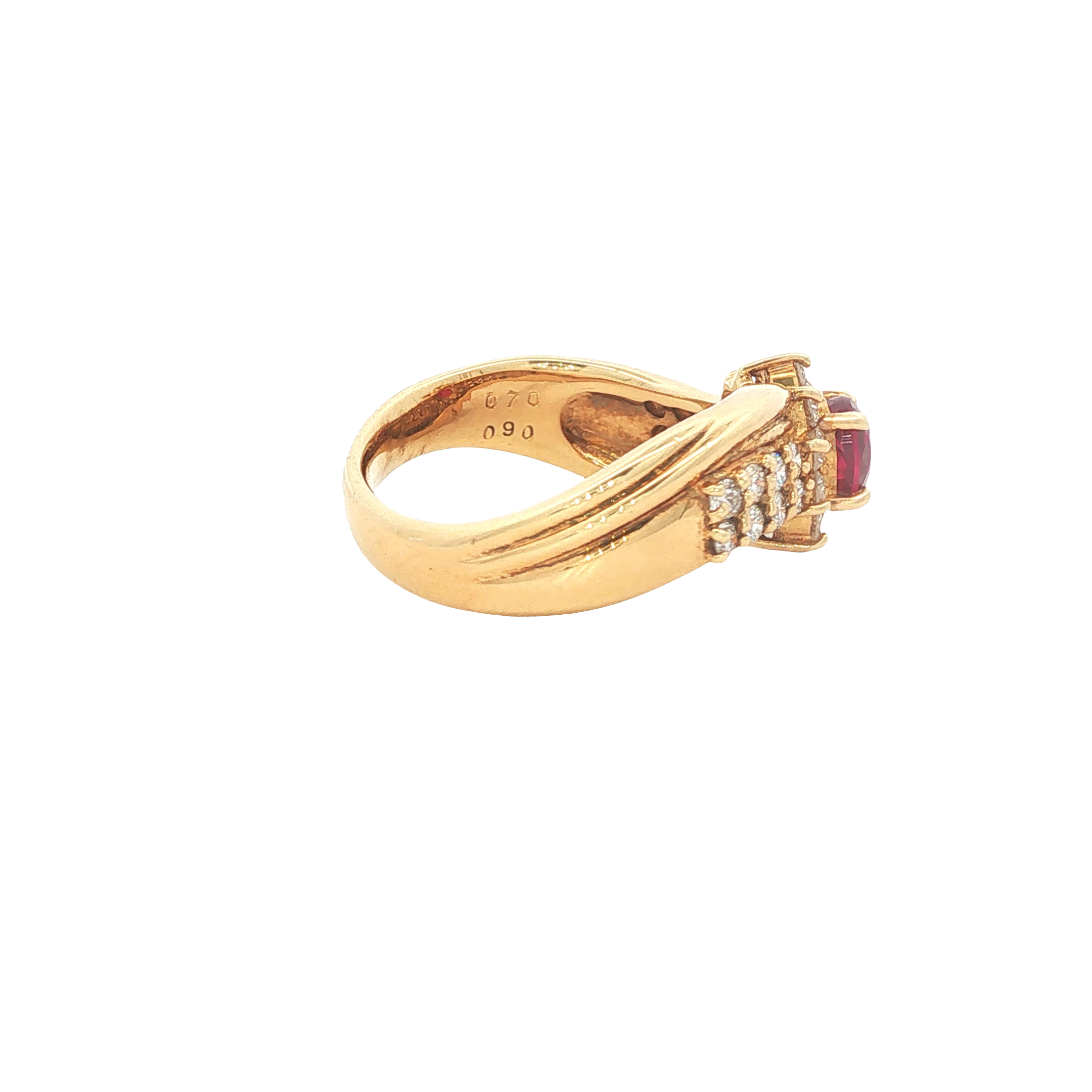 18K Gold Oval Ruby and Diamond Ring