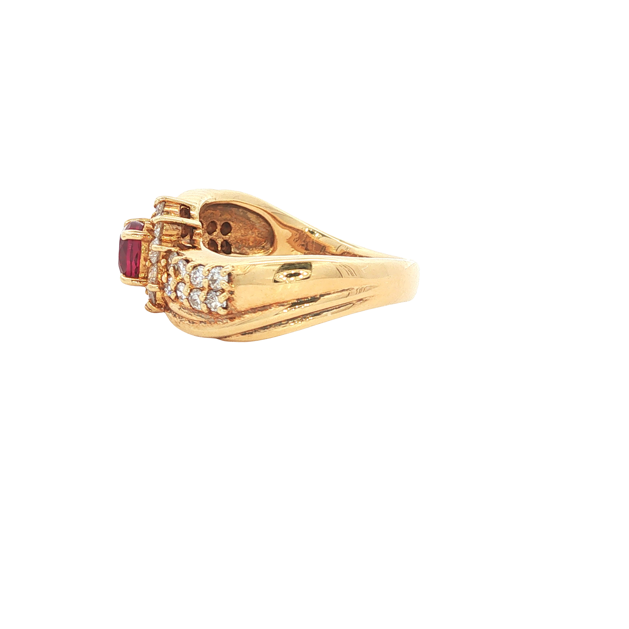 18K Gold Oval Ruby and Diamond Ring