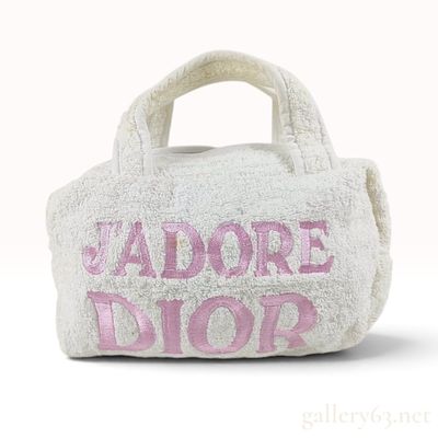 Christian Dior J'Adore Dior White Terry Cloth Vanity Bag. This Christian Dior vanity bag is 