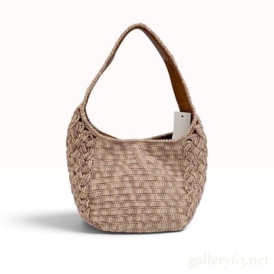 Helen Kaminski Multi-Tone Hand-Crocheted Hobo Bag with Cognac Leather Trim. This Helen Kaminski 
