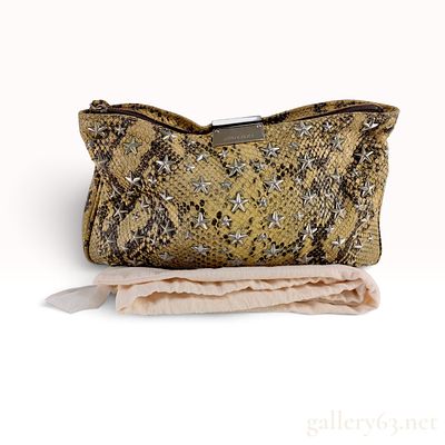 Jimmy Choo Star Studded Python Skin Zulu Clutch. This Jimmy Choo Zulu clutch is crafted from 