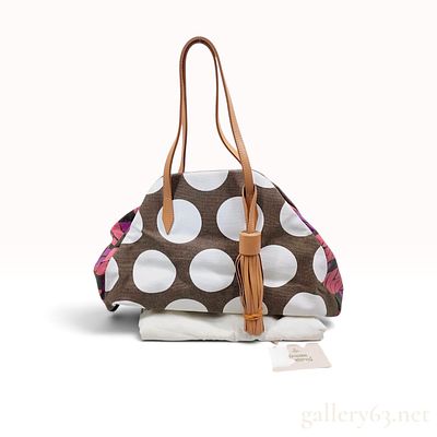 Vivienne Westwood Mixed Print Canvas Tote Bag with Tassel and Dust Bag. This Vivienne Westwood 
