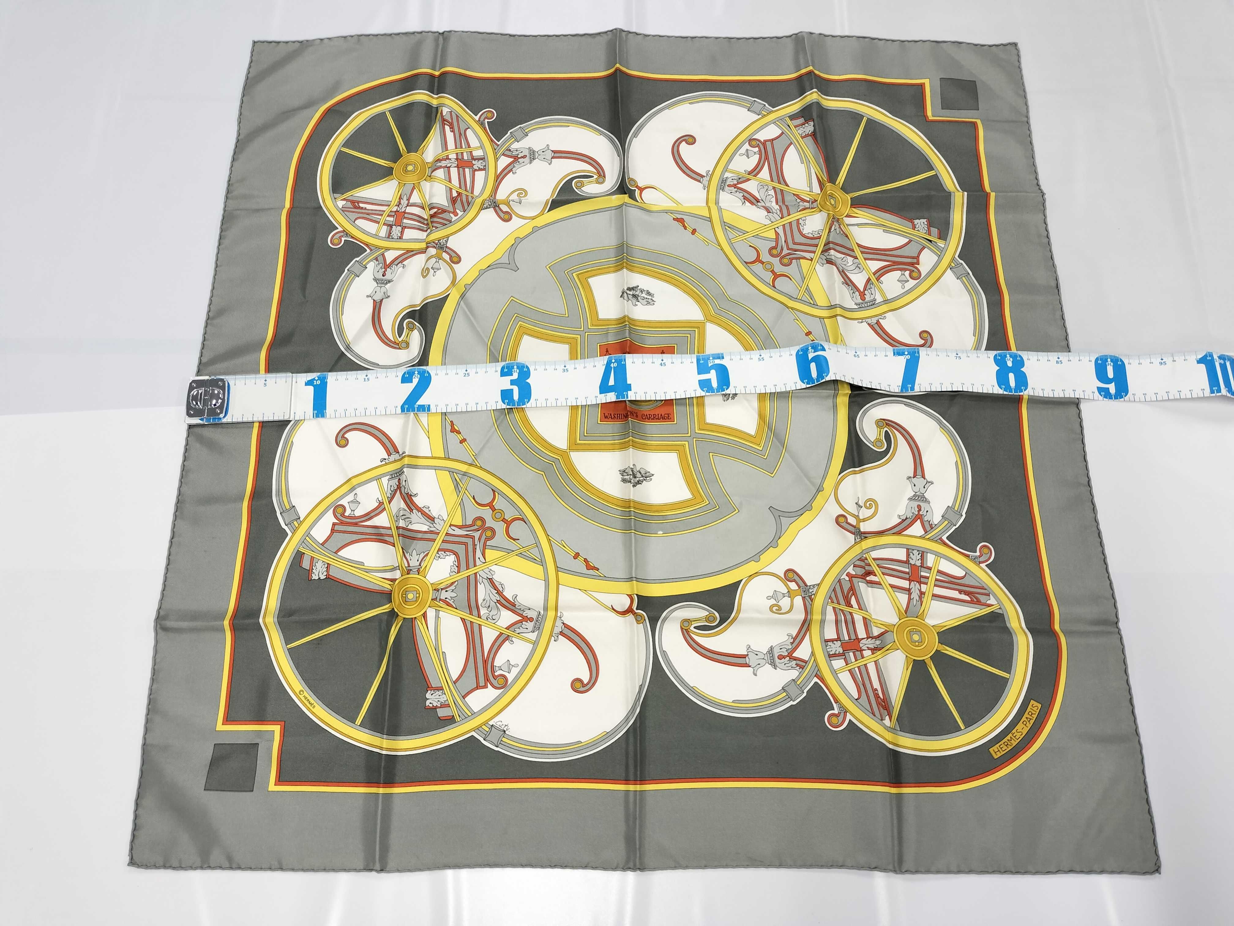 Lot 93 - Vintage Hermes Washington's Carriage Charcoal Grey Silk