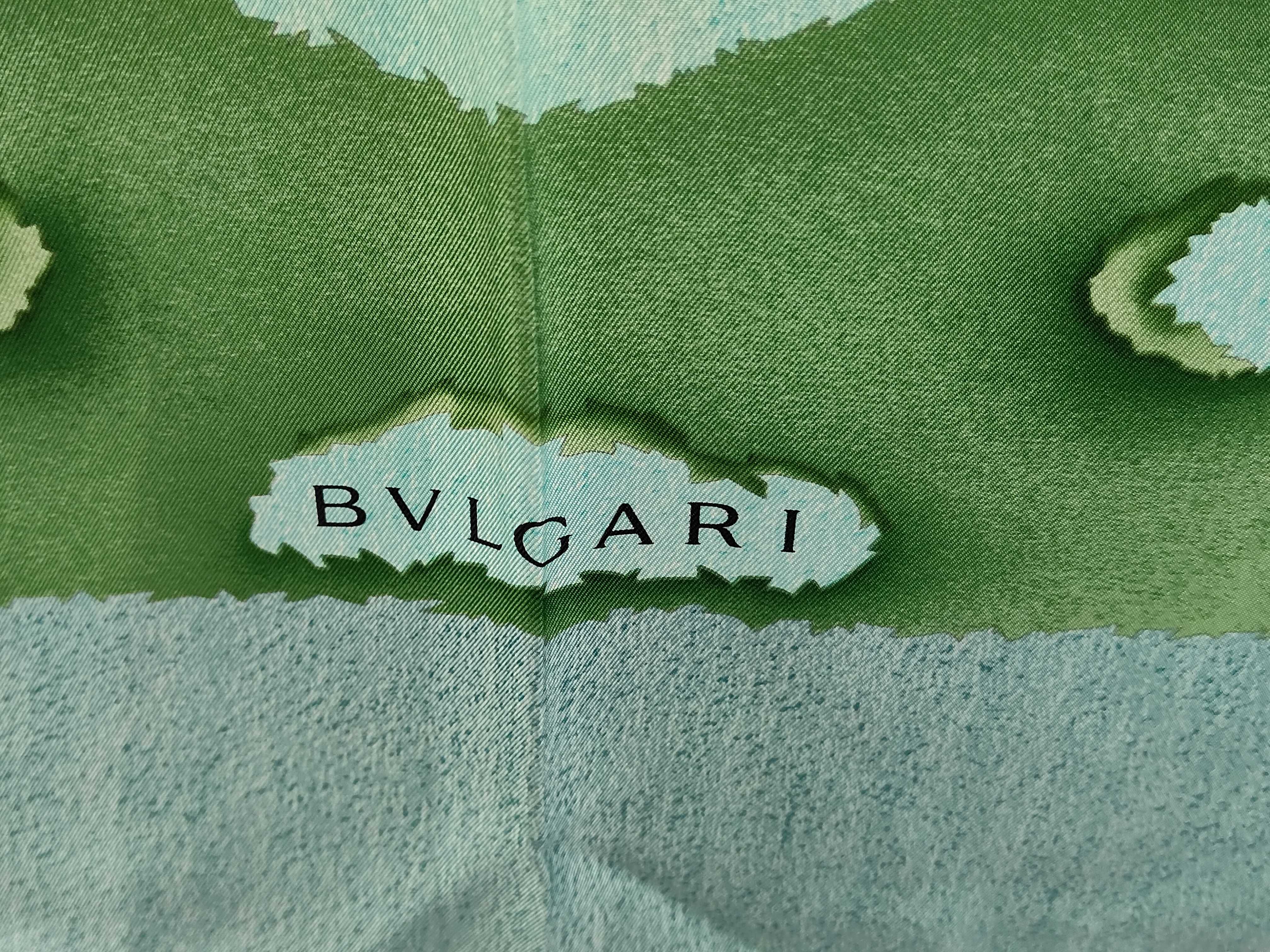 Lot 99 - Bvlgari Garden Topiary Print Green Silk Scarf 86cm
