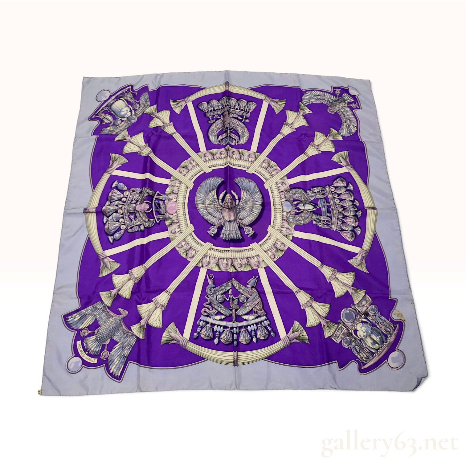 Hermes Egypte Purple Silk Carre 90