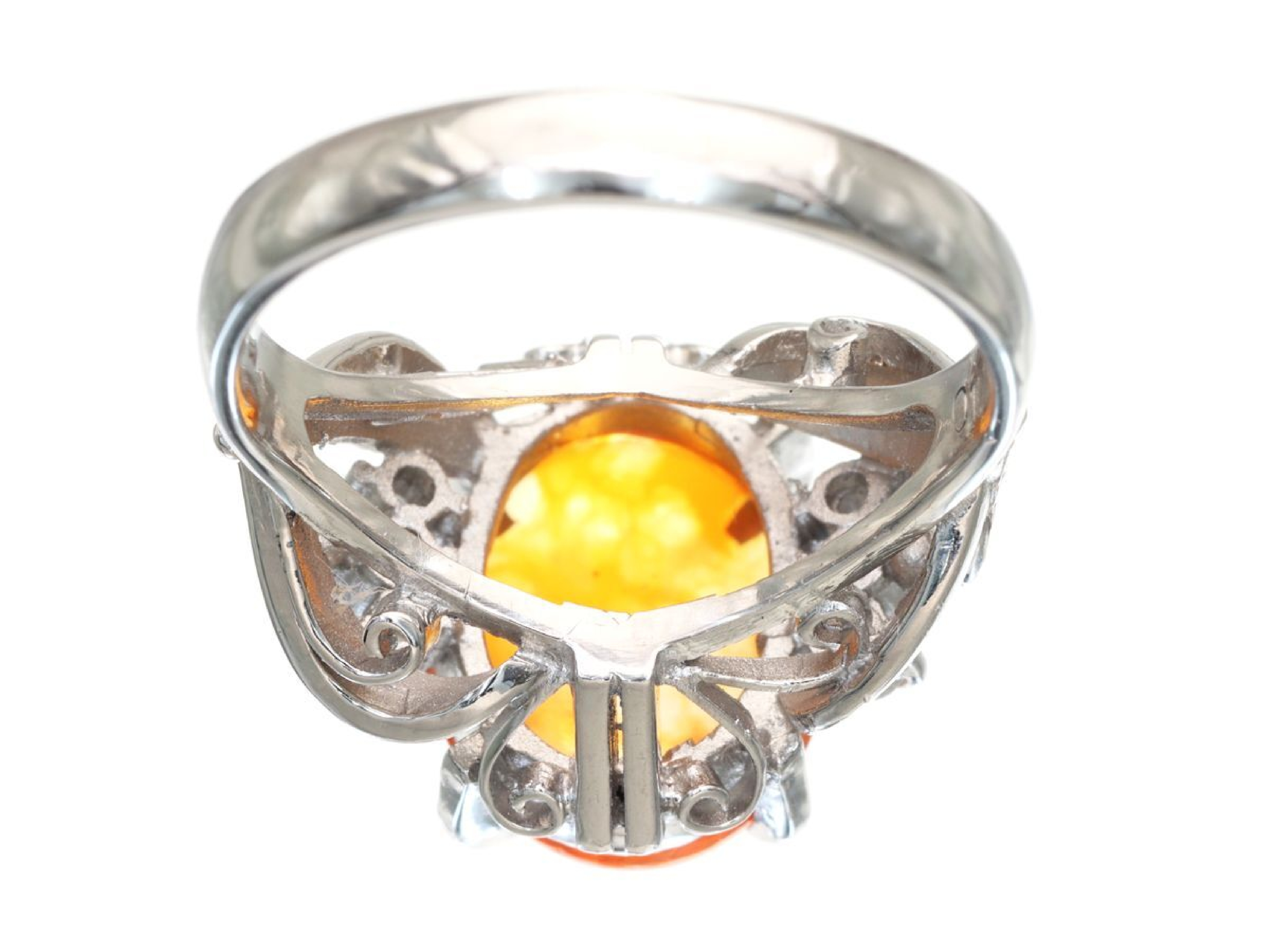Platinum Fire Opal and Diamond Cocktail Ring
