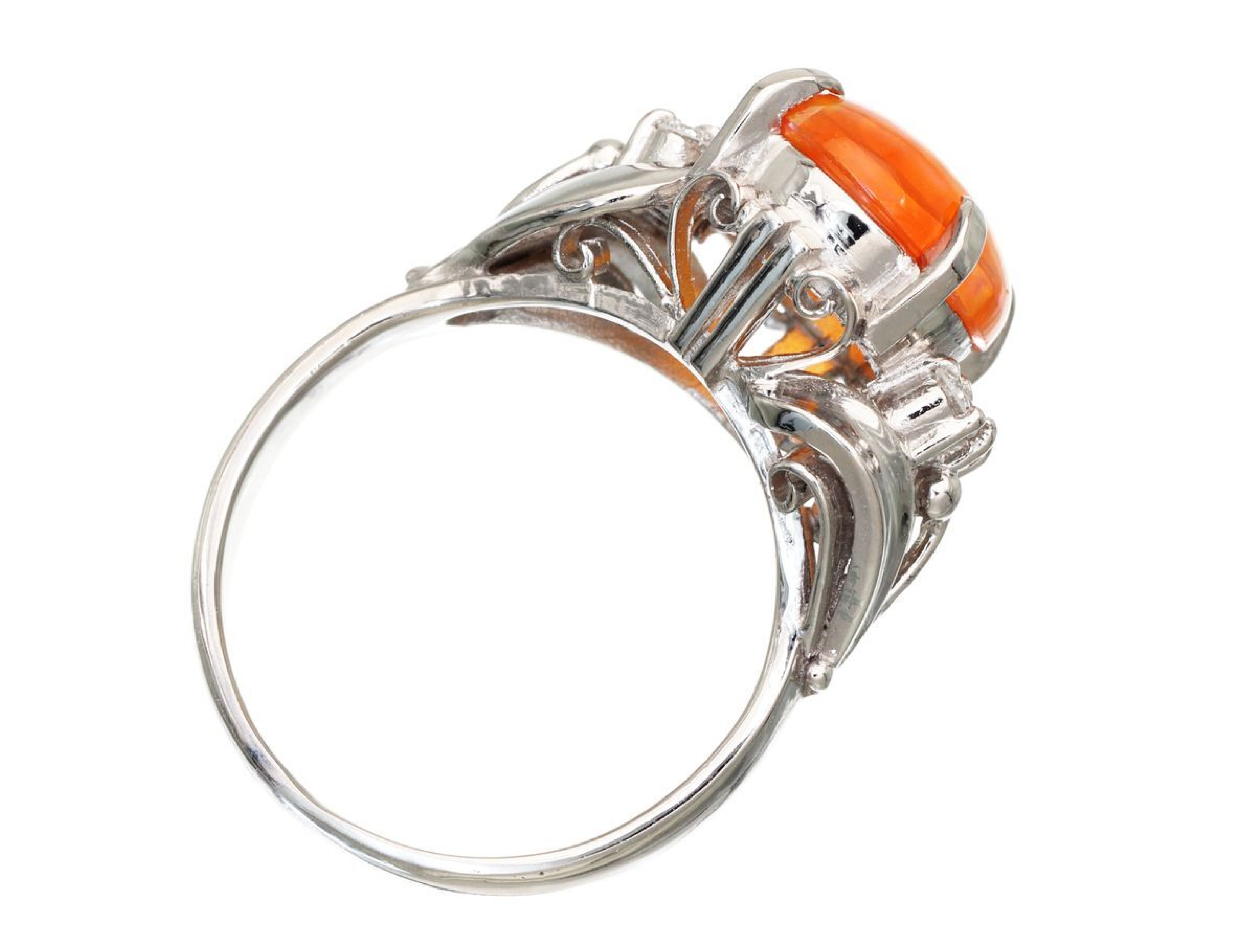 Platinum Fire Opal and Diamond Cocktail Ring