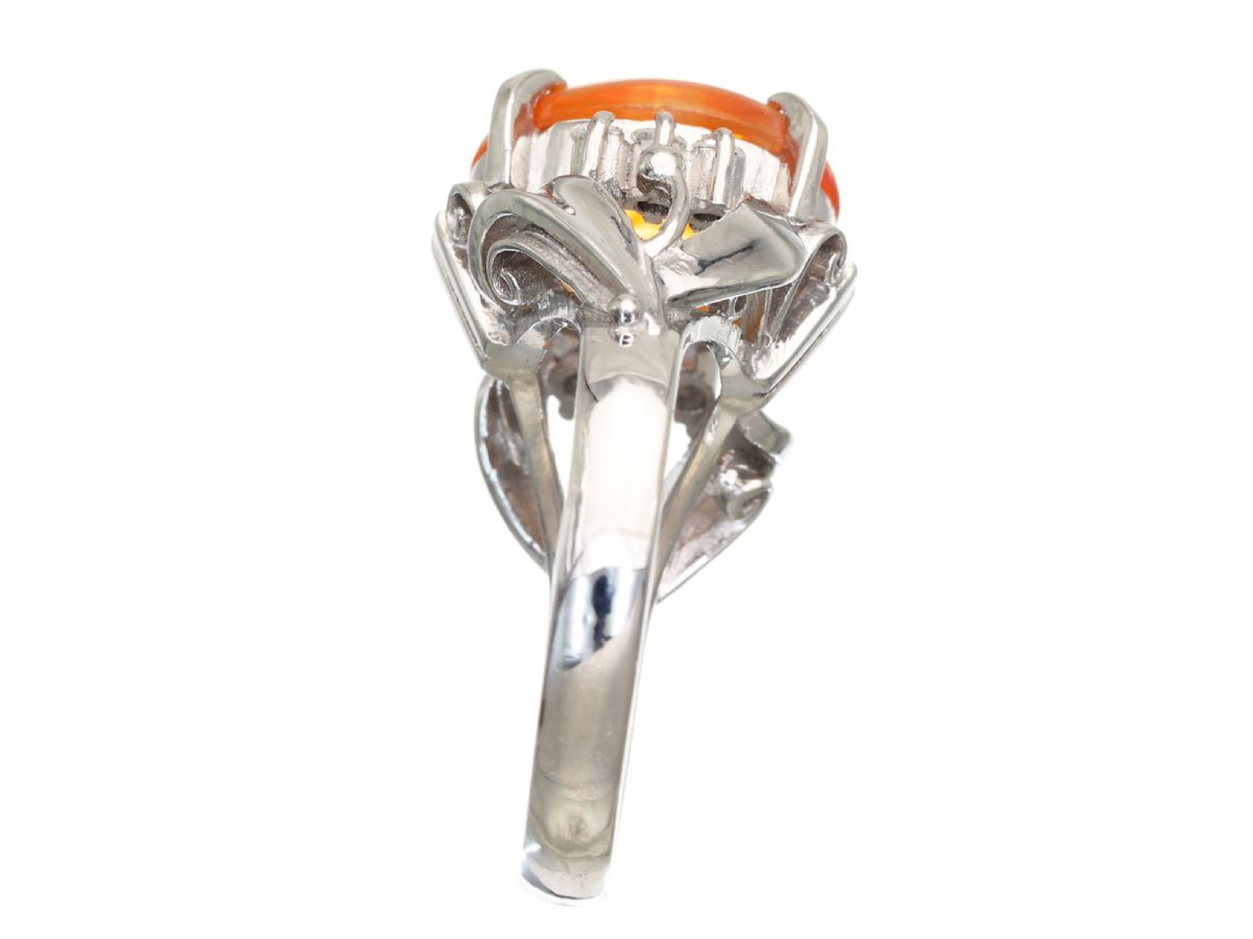Platinum Fire Opal and Diamond Cocktail Ring
