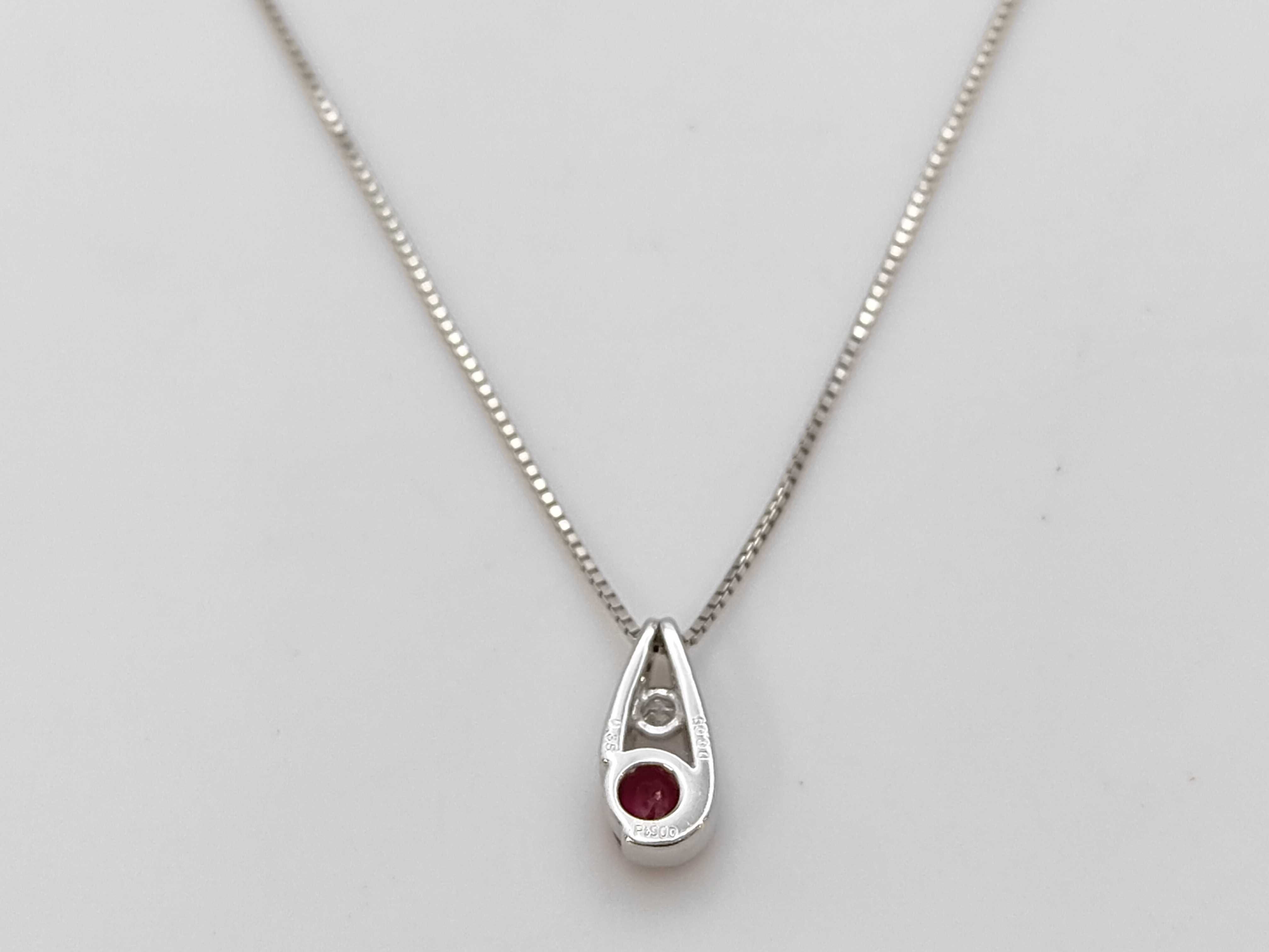 Platinum Ruby and Diamond Pendant Necklace