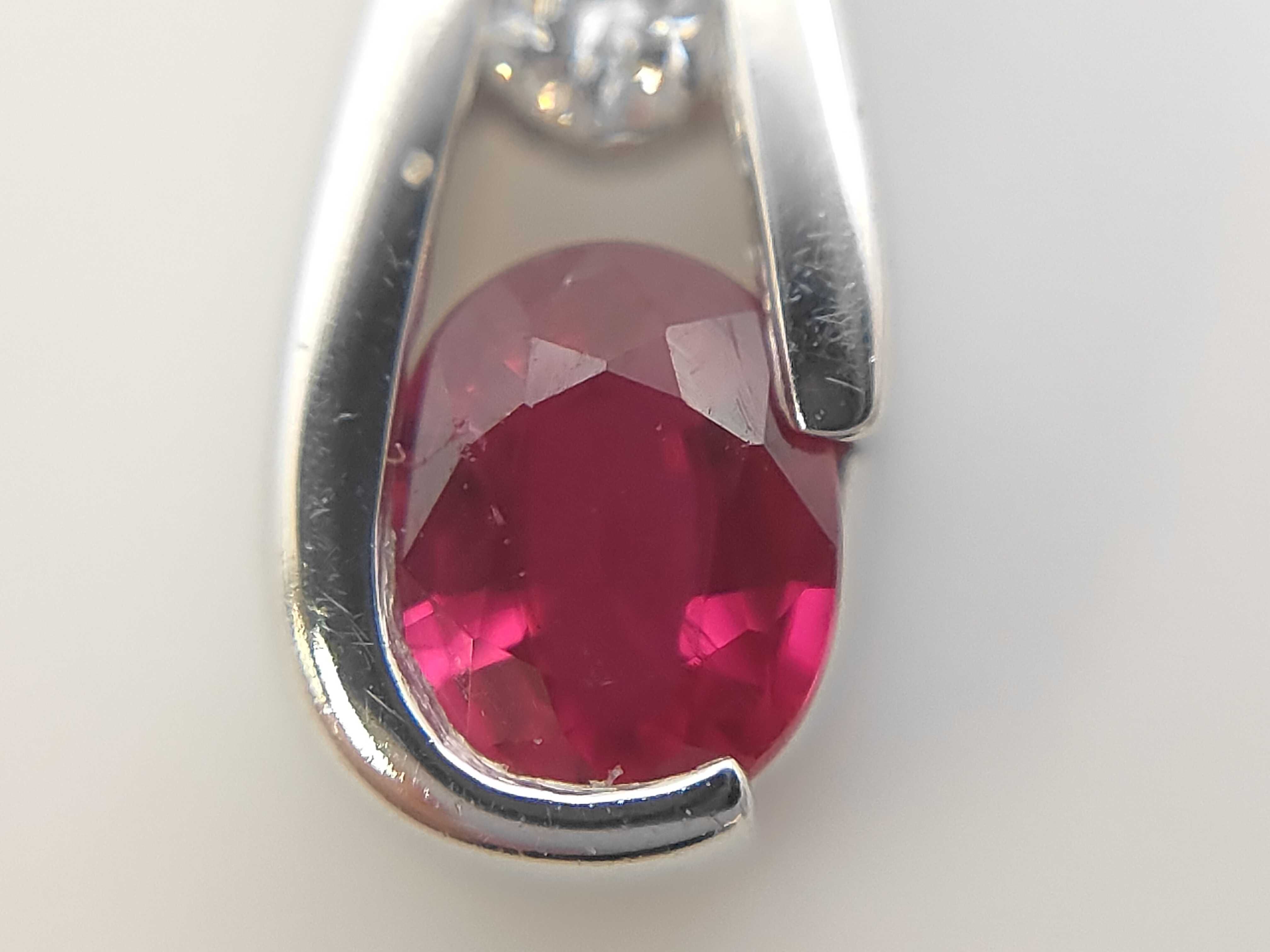 Platinum Ruby and Diamond Pendant Necklace