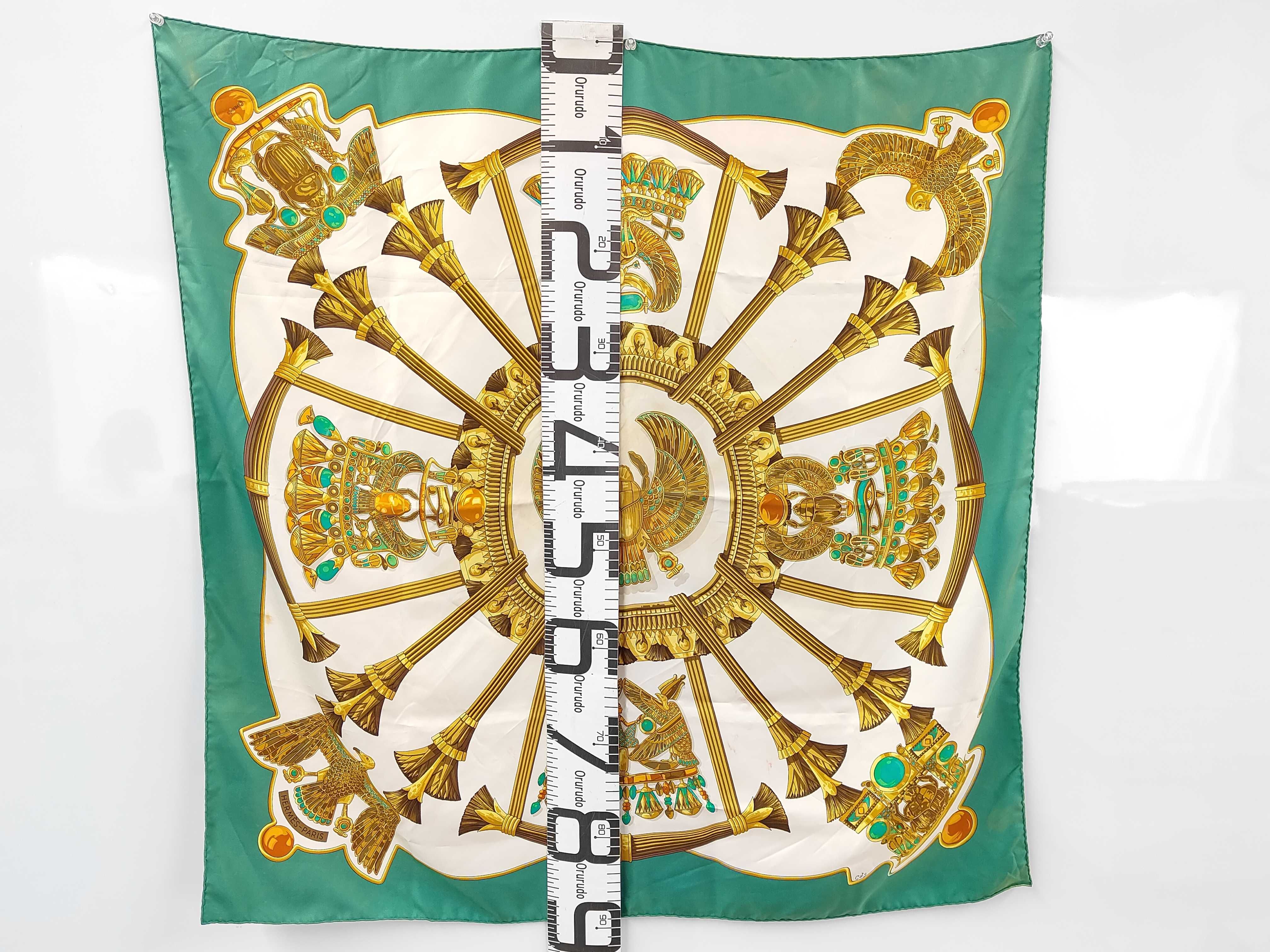 Hermes Egypte Silk Scarf Teal Green