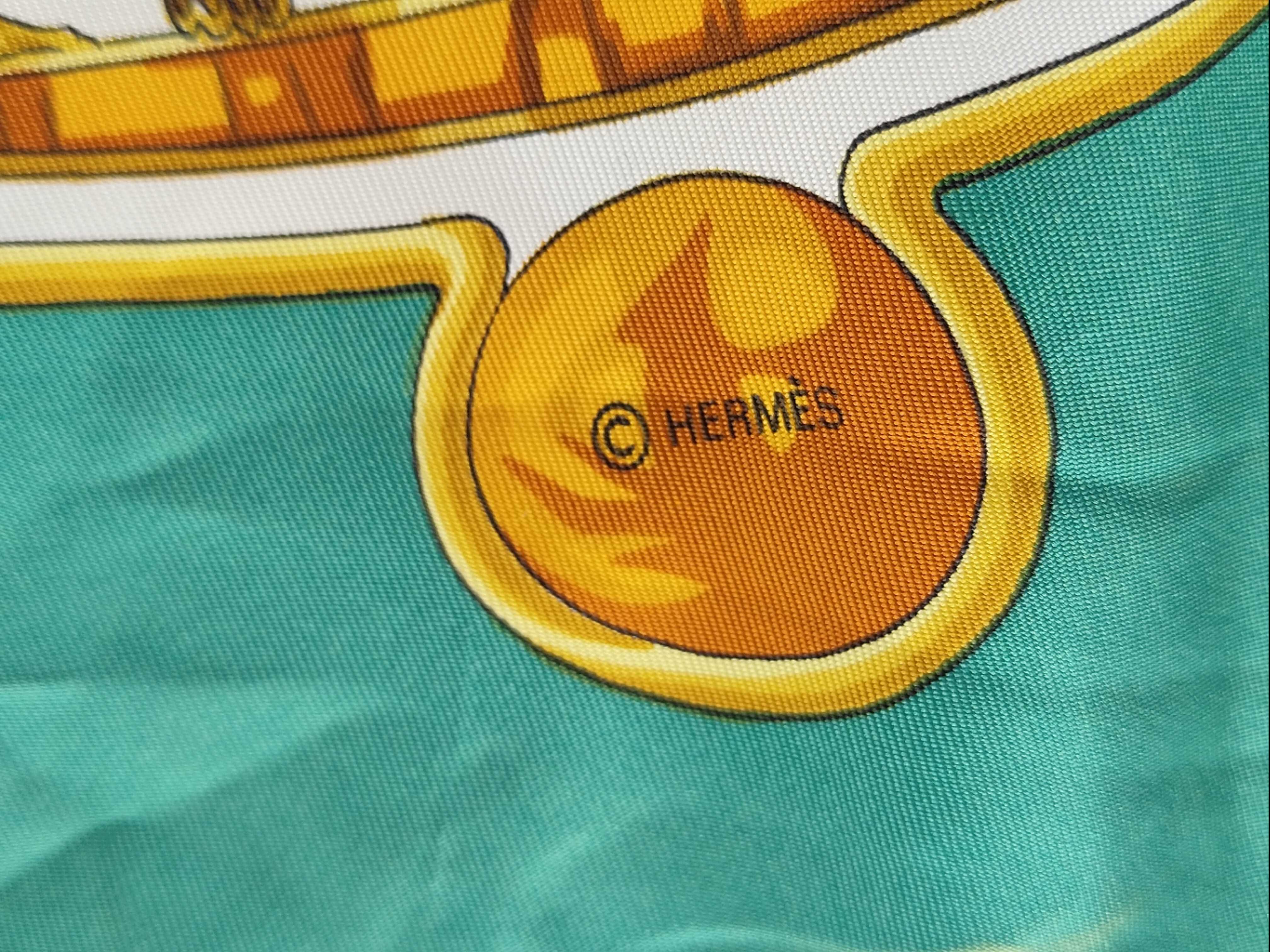 Hermes Egypte Silk Scarf Teal Green