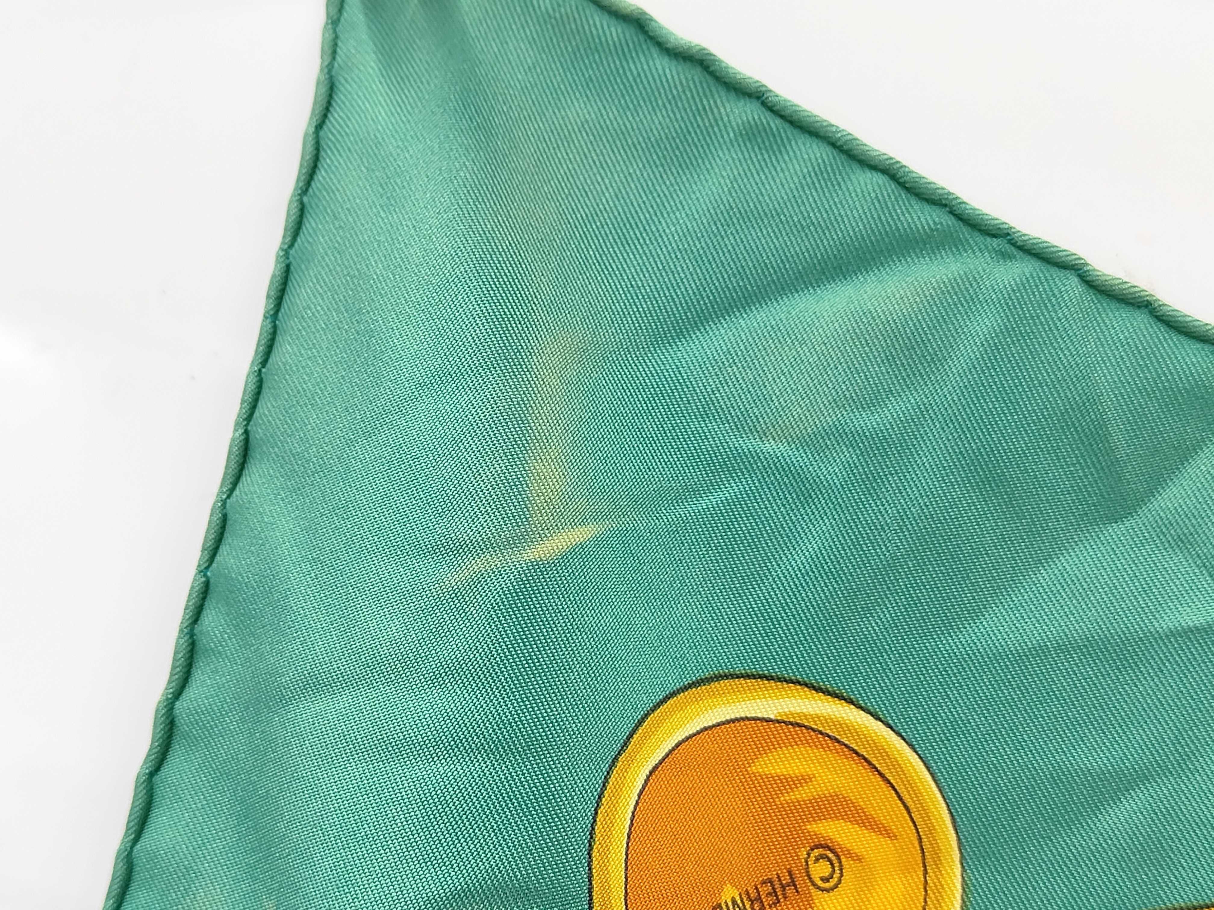 Hermes Egypte Silk Scarf Teal Green