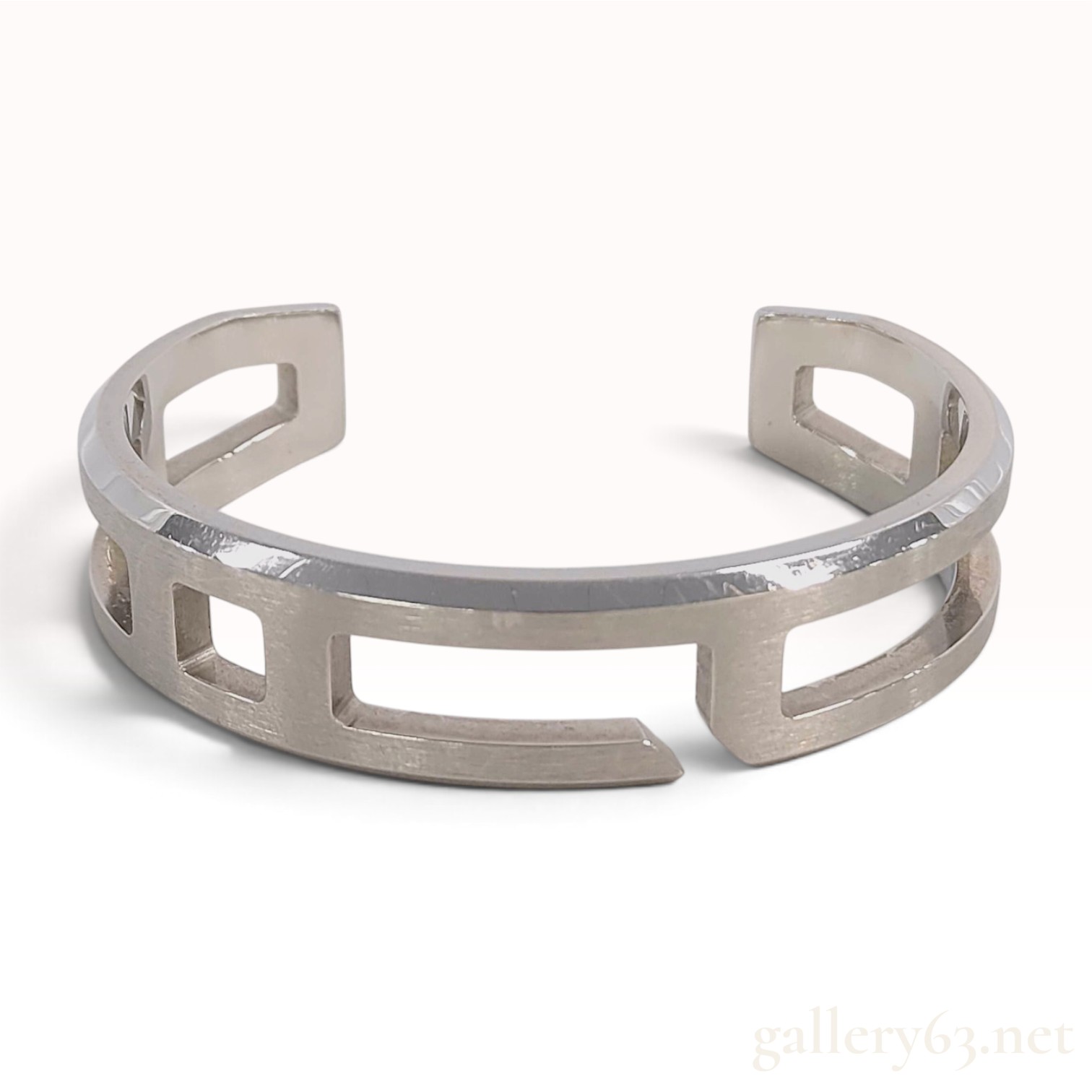 Hermes Play Bangle Solid 925 Sterling Silver Cuff Bracelet