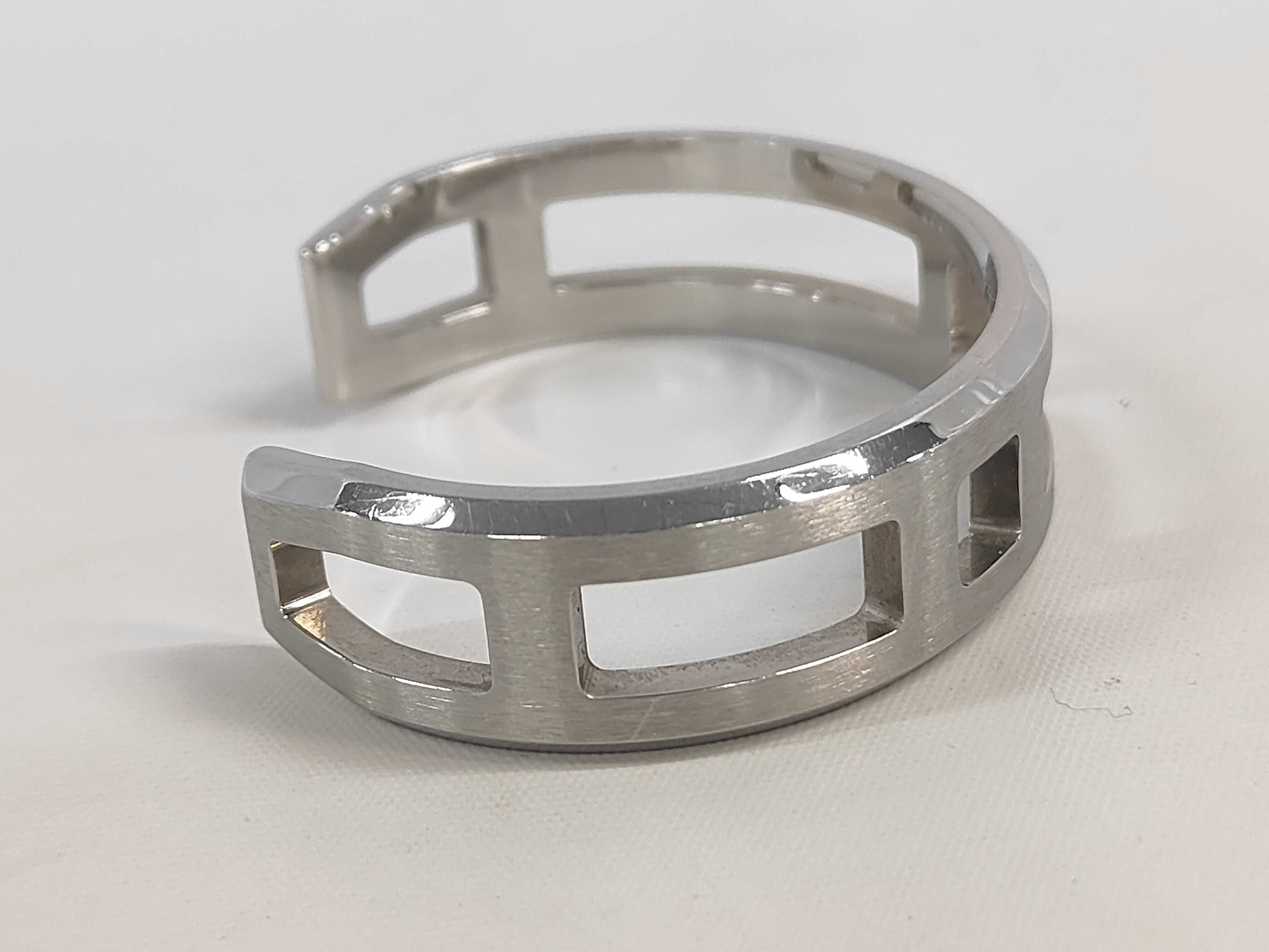 Hermes Play Bangle Solid 925 Sterling Silver Cuff Bracelet