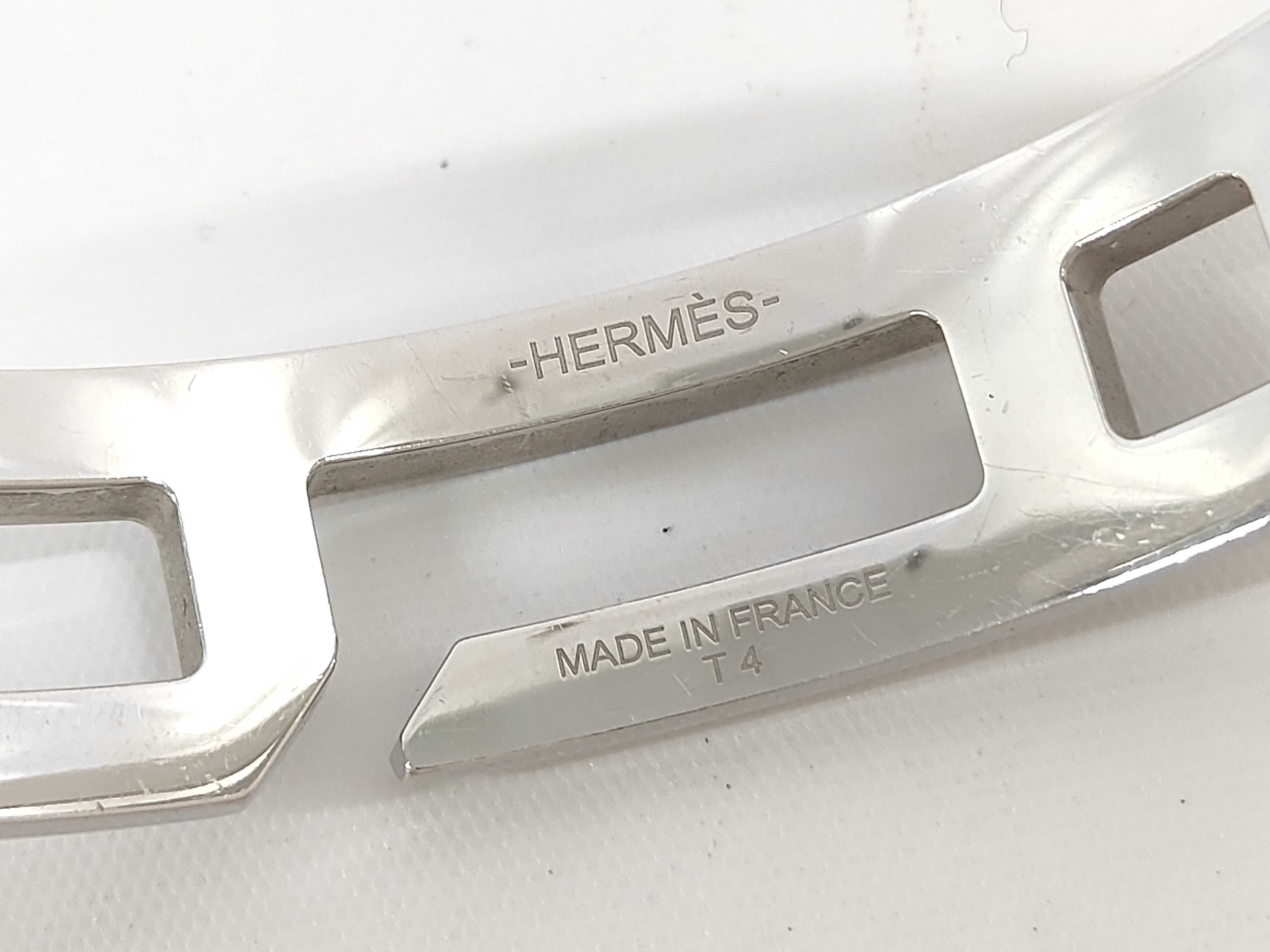 Hermes Play Bangle Solid 925 Sterling Silver Cuff Bracelet