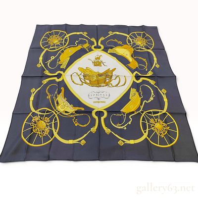 Vintage Hermes Springs Silk Carre 90 by Philippe Ledoux. Hermes Springs silk scarf designed by 