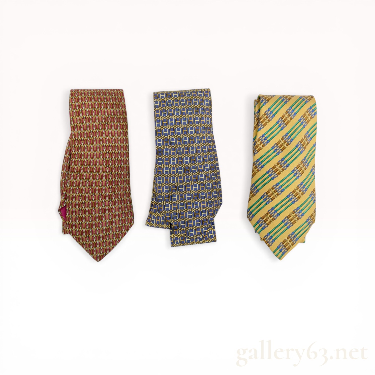 Three Hermes Silk Ties with Original Box