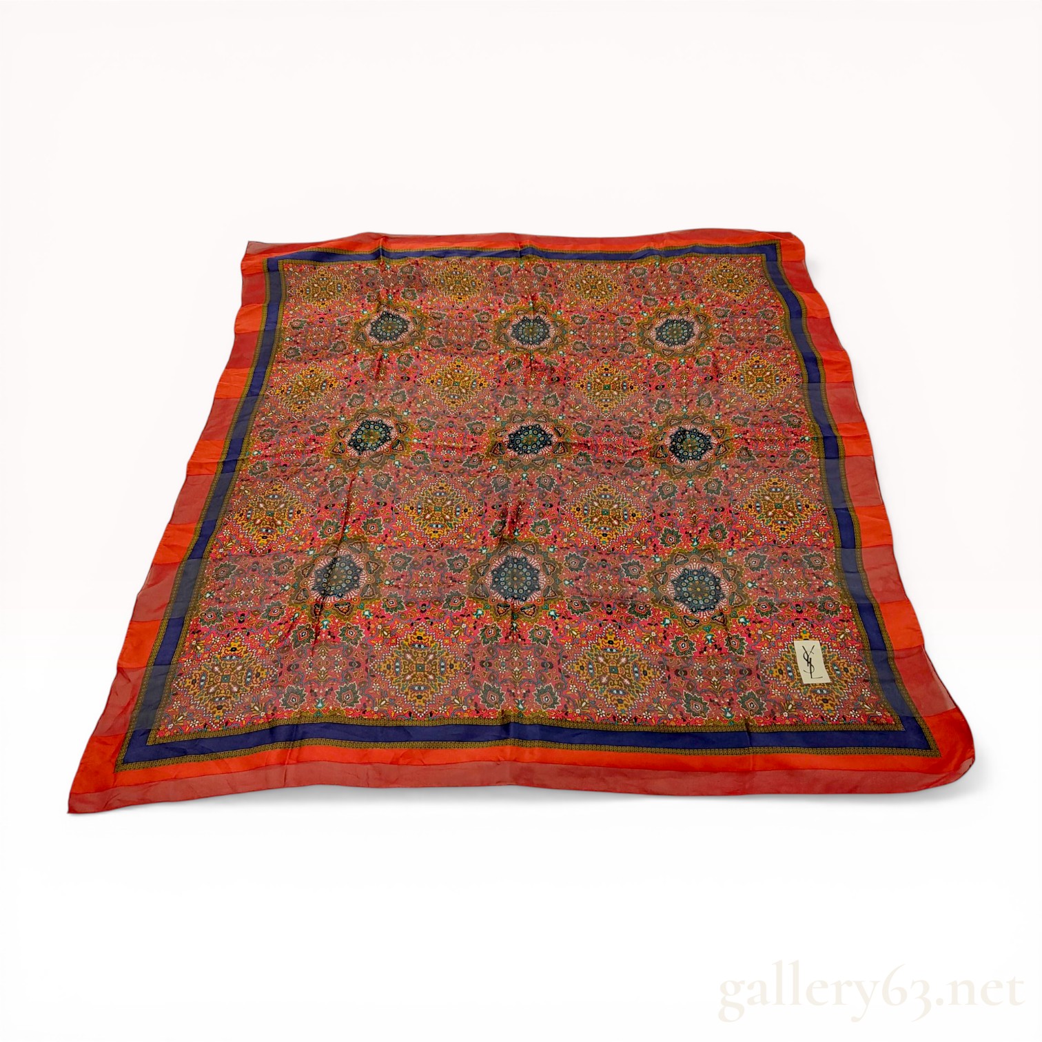 Vintage Yves Saint Laurent Medallion Motif Silk Chiffon Scarf