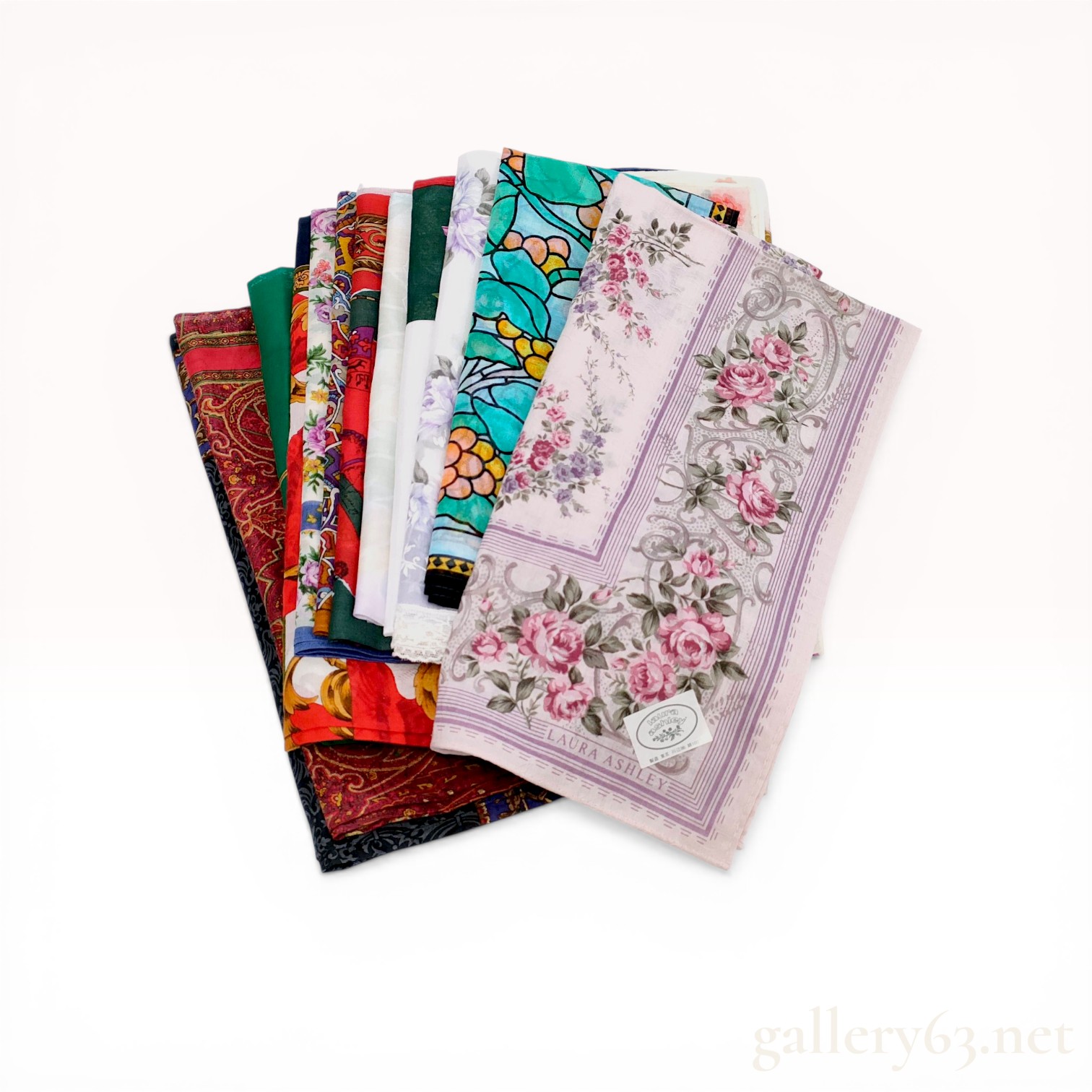 Assortment of Vintage Celine and Laura Ashley Handkerchiefs
