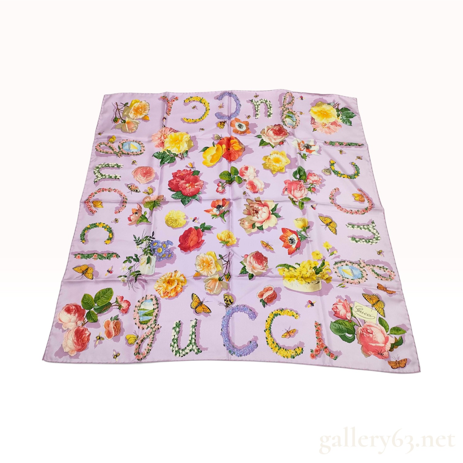 Gucci Flora Letters Silk Scarf