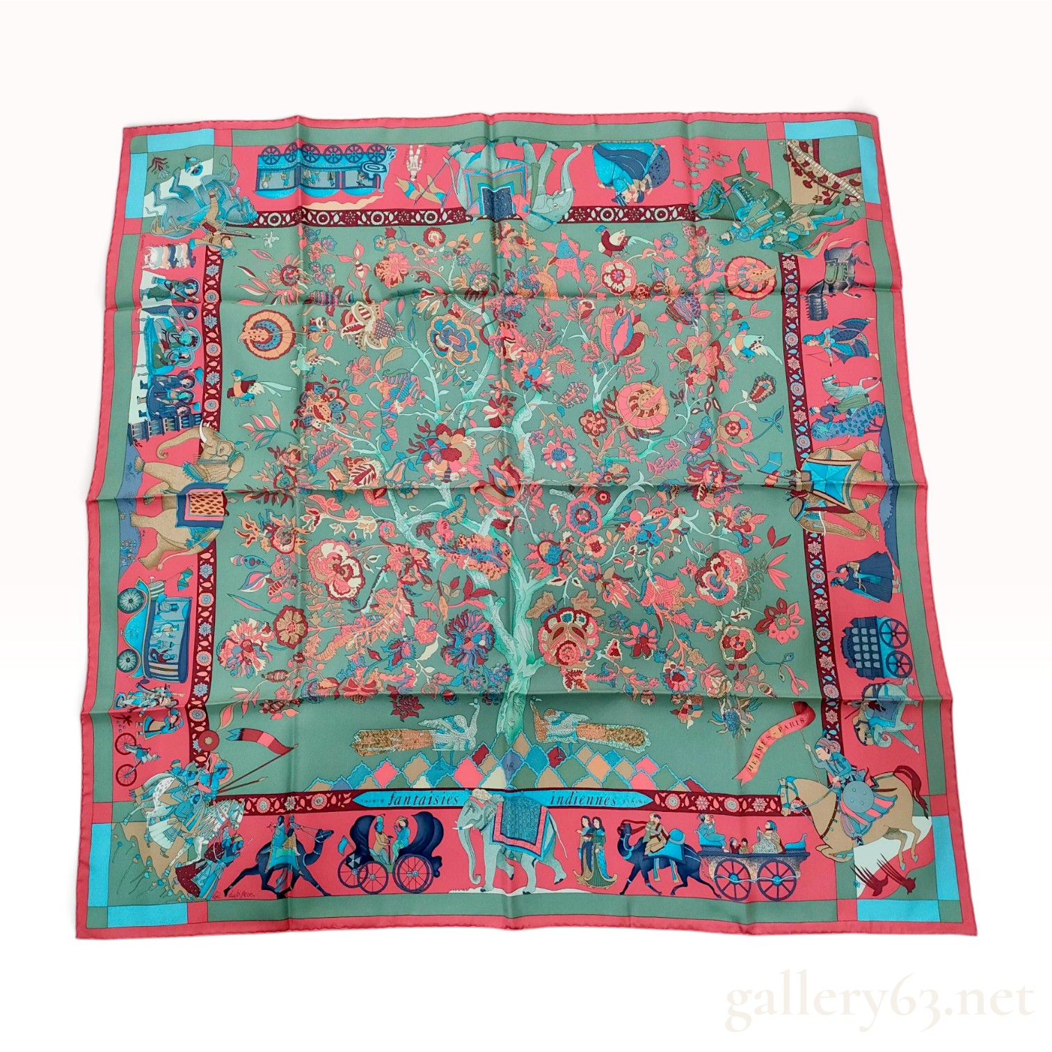 Vintage Hermes Fantaisies Indiennes Silk Carre 90