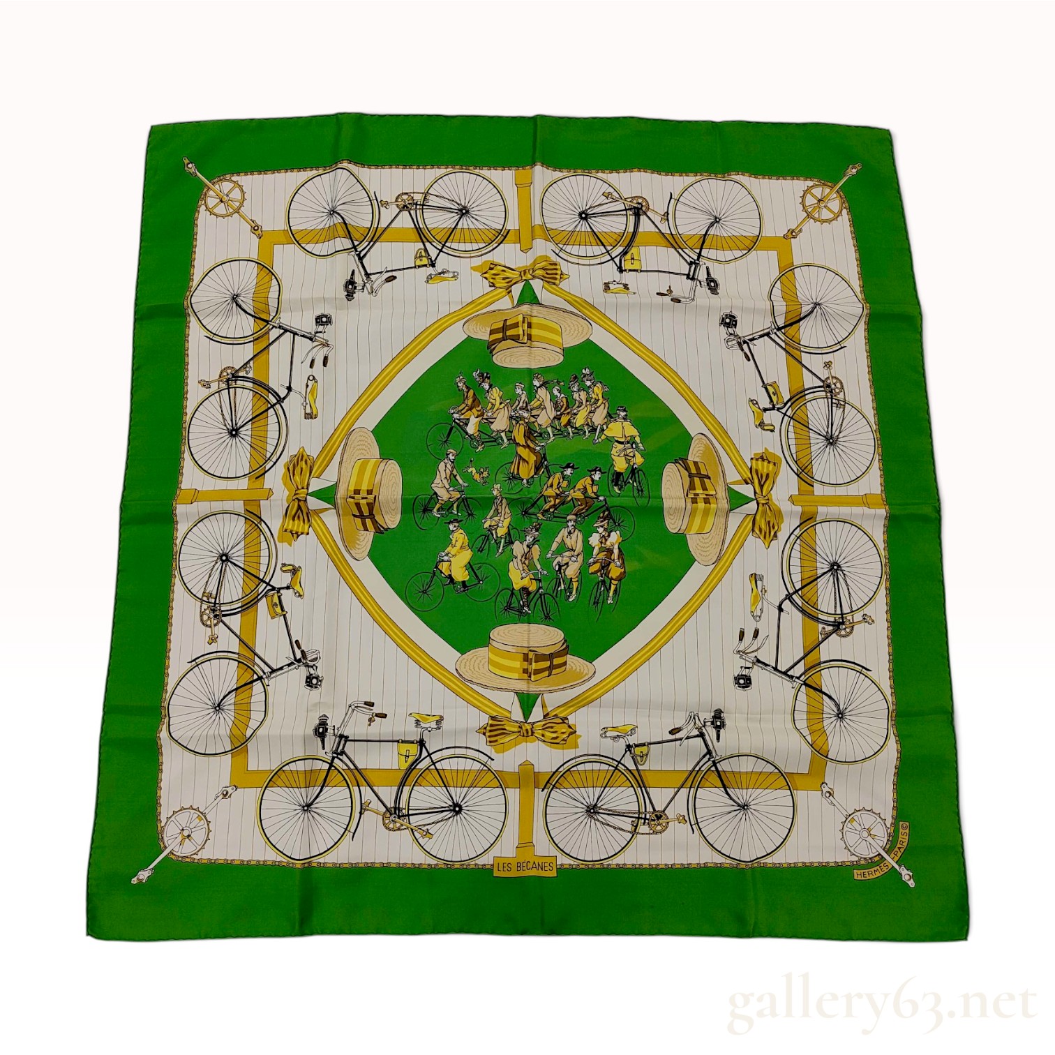 Vintage Hermes Les Becanes Silk Carre 90