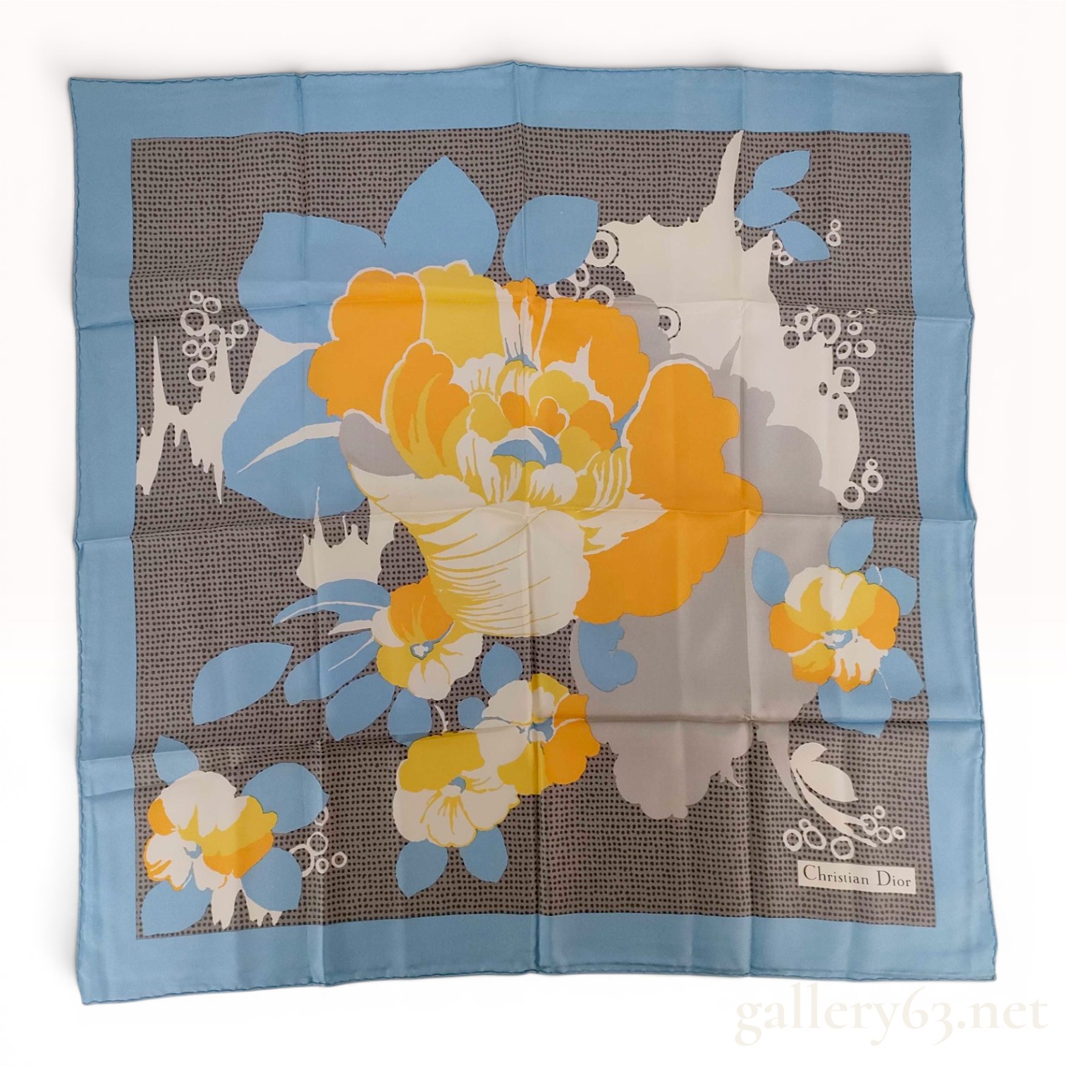 Vintage Christian Dior Floral Silk Square Scarf