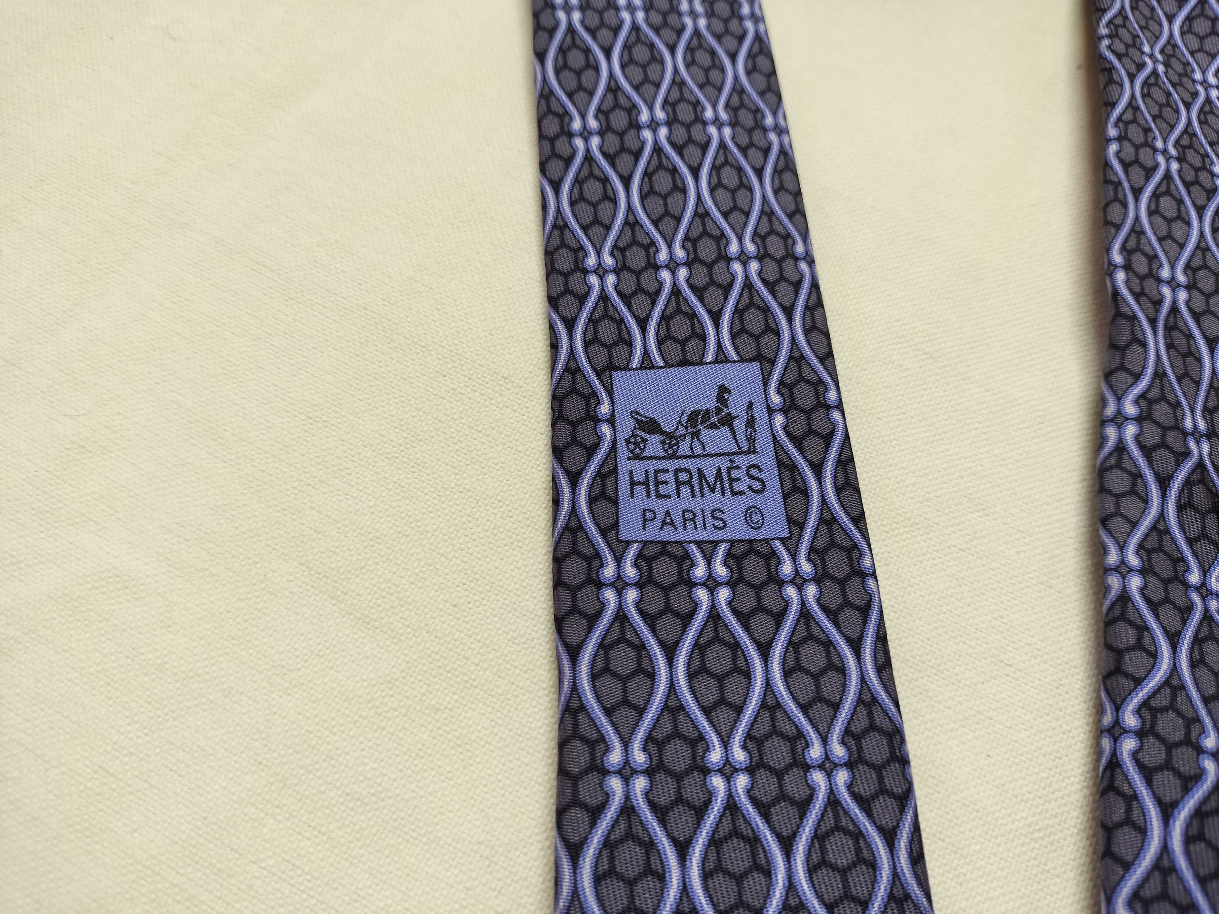 Hermes Geometric Pattern Silk Necktie