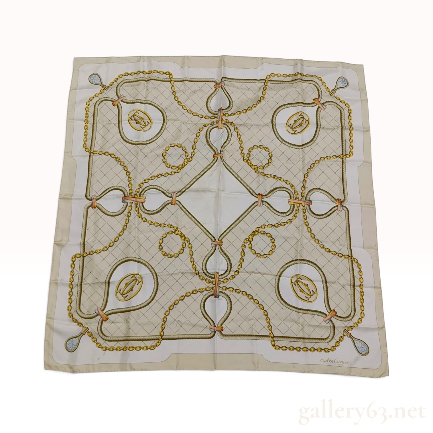 Vintage Must de Cartier Logo Silk Scarf