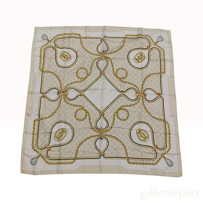 Vintage Must de Cartier Logo Silk Scarf. Must de Cartier silk scarf featuring a classic 