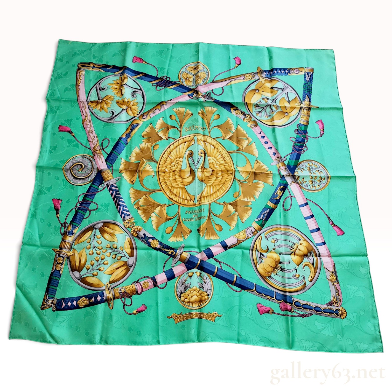 Vintage Hermes Daimyo Princes du Soleil Levant Silk Carre 90