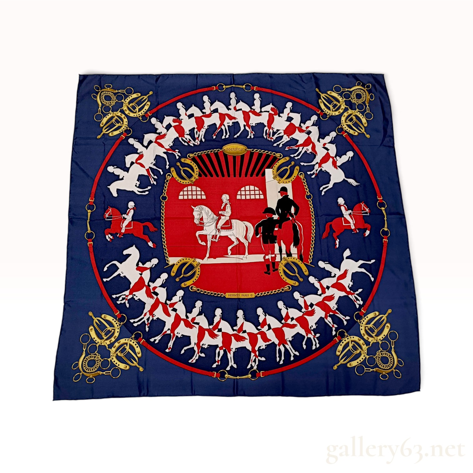Vintage Hermes Manege Silk Carre 90 by Philippe Ledoux