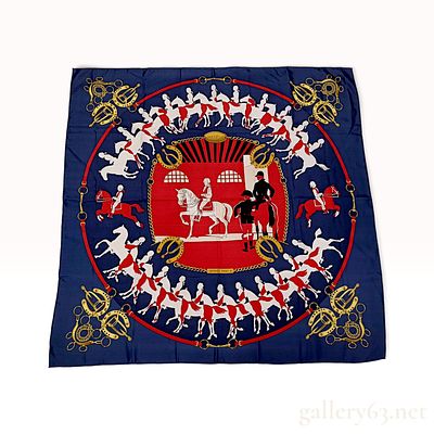 Vintage Hermes Manege Silk Carre 90 by Philippe Ledoux. Hermes Manege silk scarf designed by 